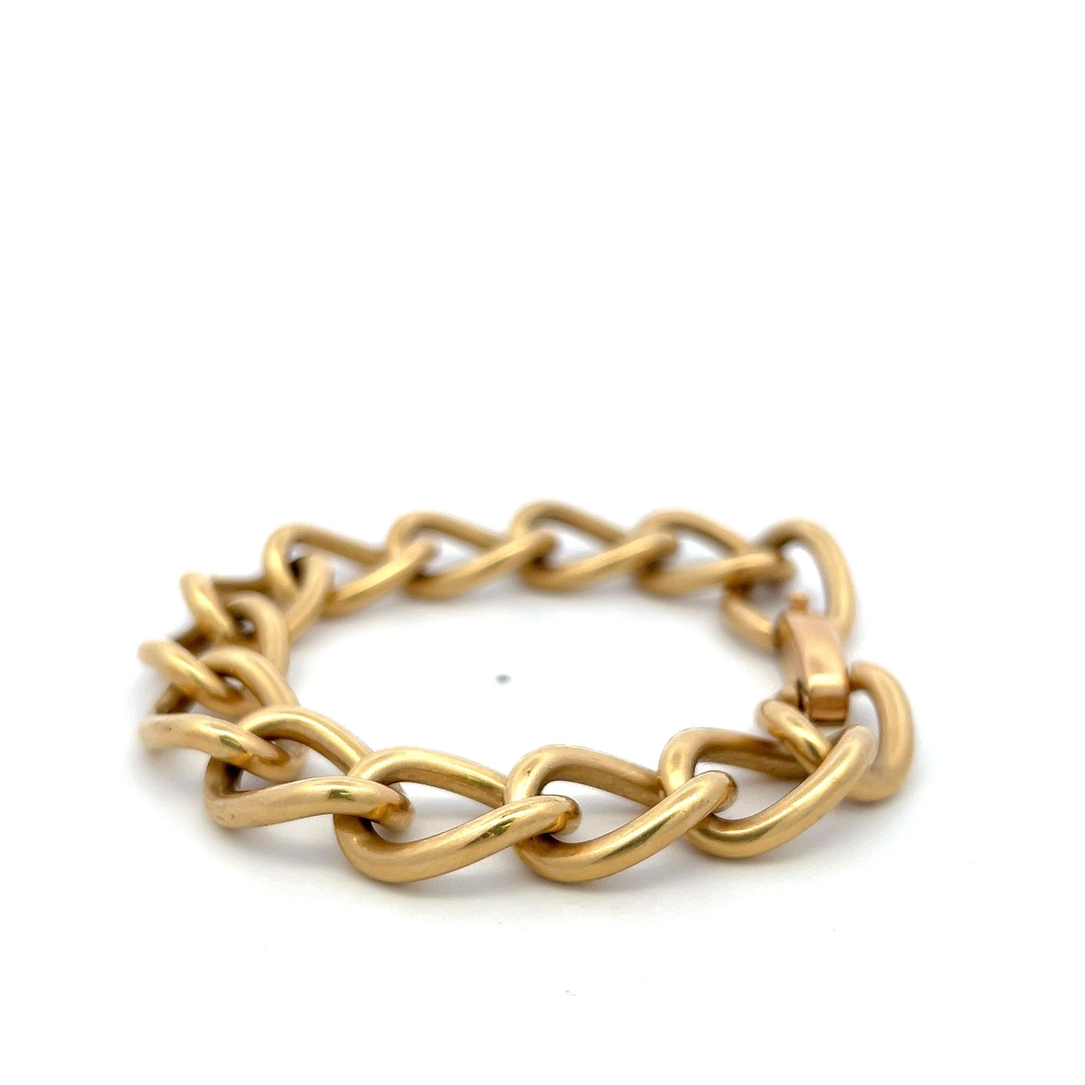 Vintage 14 Karat Yellow Gold Chain Link Bracelet 57.9 Grams 7.5 Inch