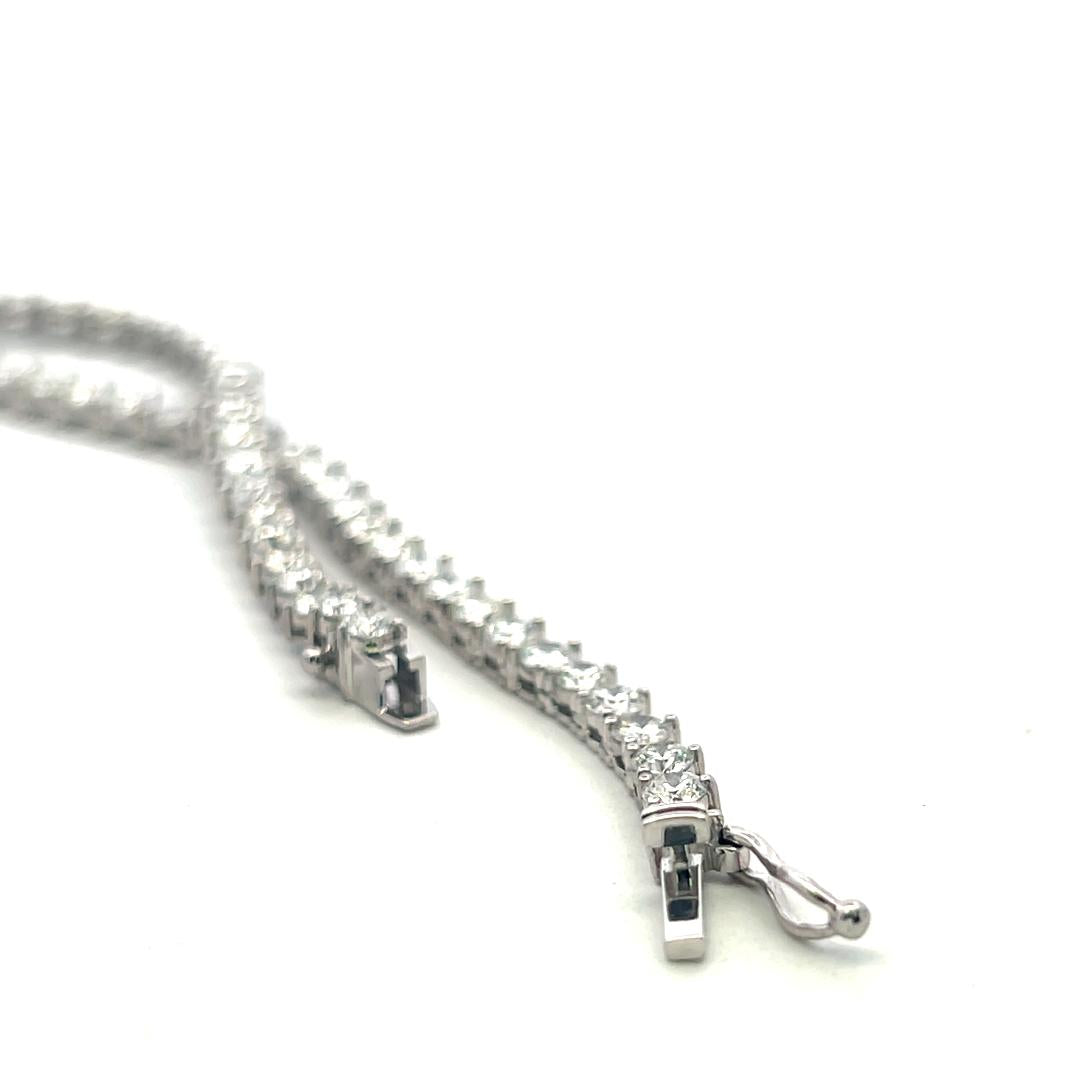 Vintage 18K White Gold Riviera Necklace with 31.68 Carat Round Diamonds GIA