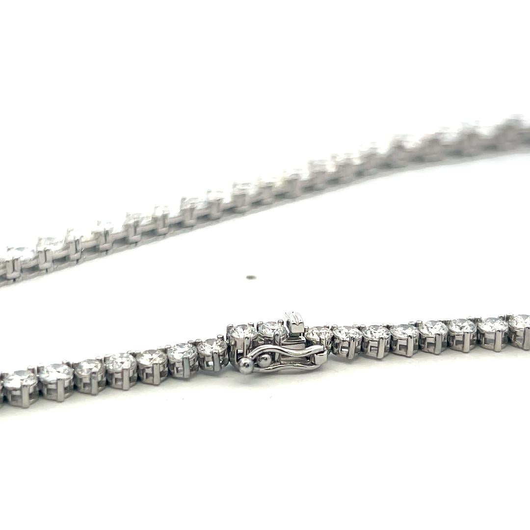 Vintage 18K White Gold Riviera Necklace with 31.68 Carat Round Diamonds GIA