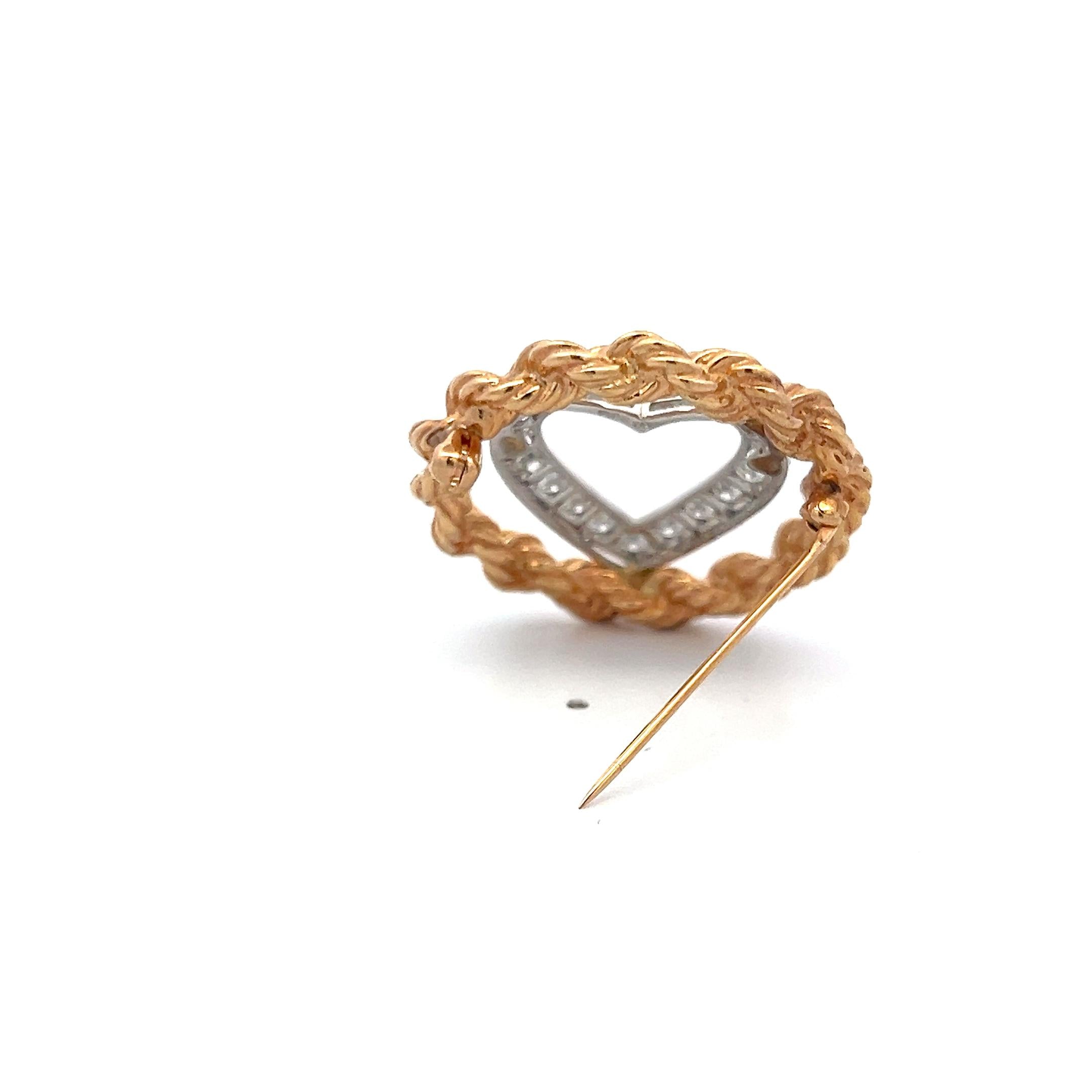 Vintage 18K Gold/Plat Pin Brooch with 1 Carat Round H VS Diamonds