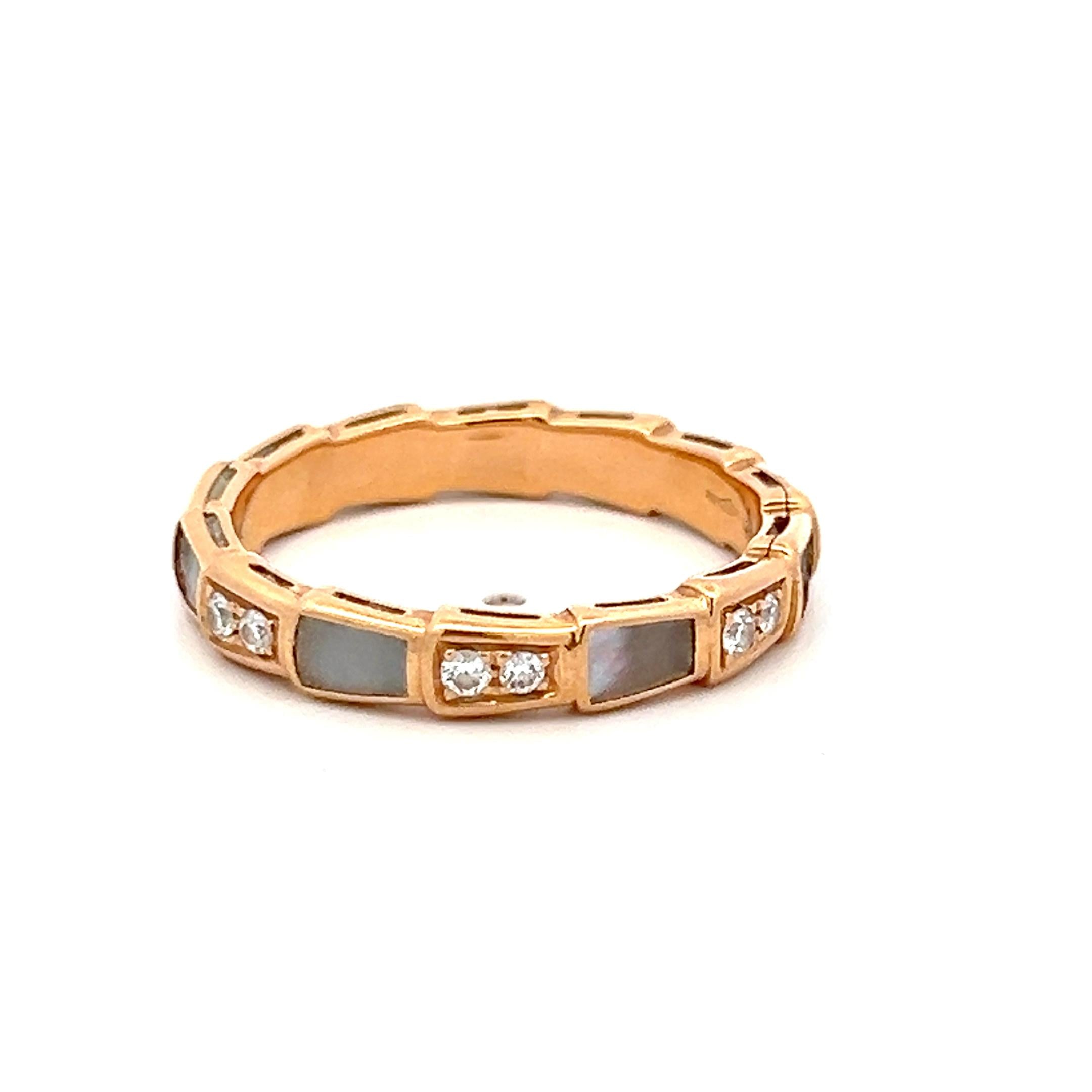 Bvlgari 18K Rose Gold Serpenti Ring with 0.35 Carat Round F VS Diamond Size 8.75