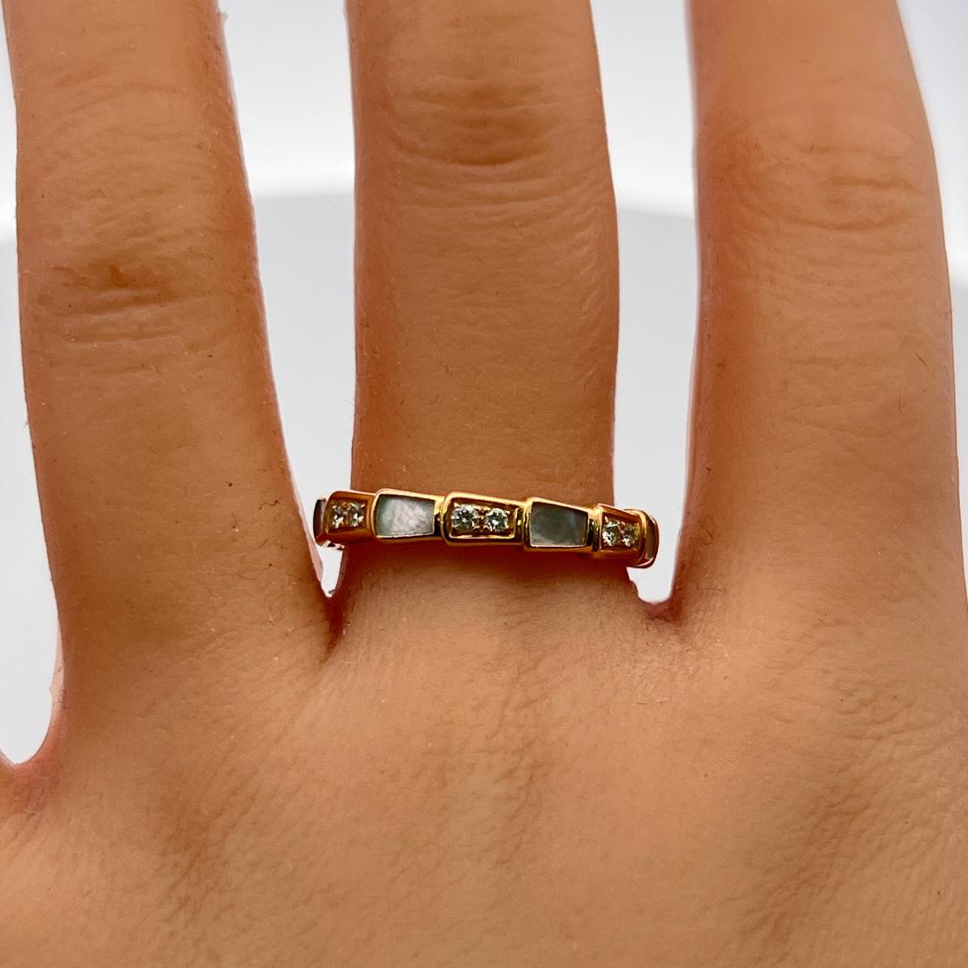 Bvlgari 18K Rose Gold Serpenti Ring with 0.35 Carat Round F VS Diamond Size 8.75