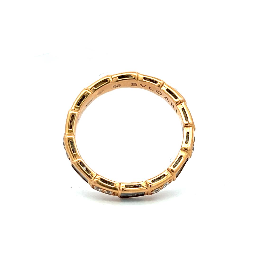 Bvlgari 18K Rose Gold Serpenti Ring with 0.35 Carat Round F VS Diamond Size 8.75