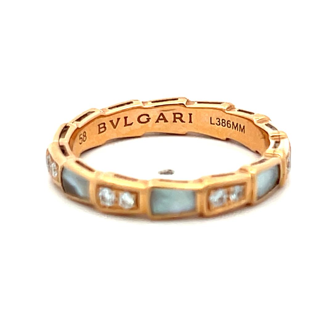 Bvlgari 18K Rose Gold Serpenti Ring with 0.35 Carat Round F VS Diamond Size 8.75