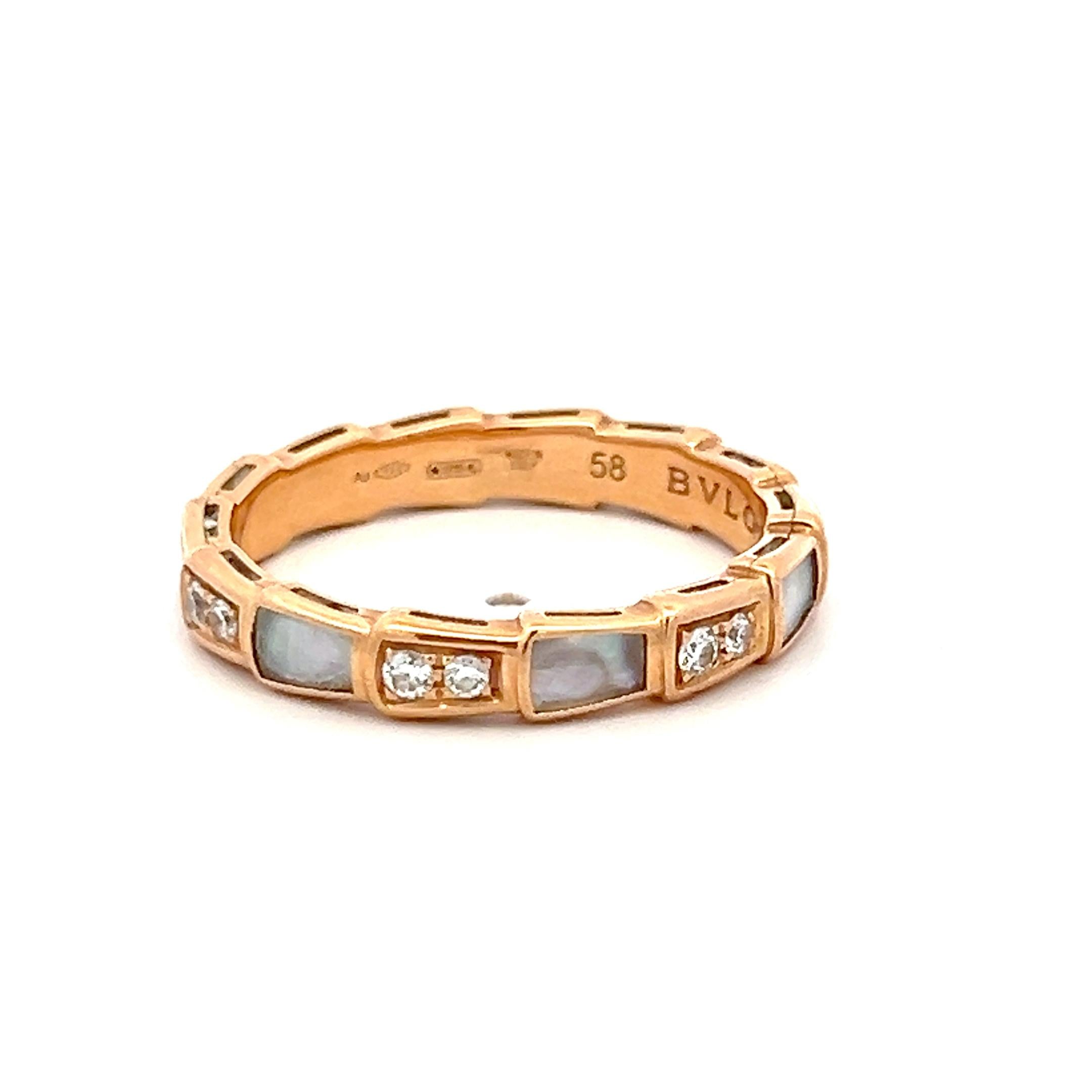 Bvlgari 18K Rose Gold Serpenti Ring with 0.35 Carat Round F VS Diamond Size 8.75