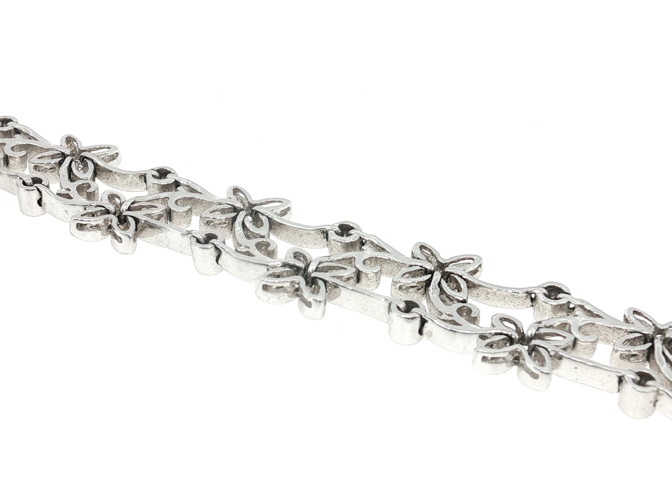 Vintage 14K White Gold Link Bracelet with 1.7 Carat Round Diamonds