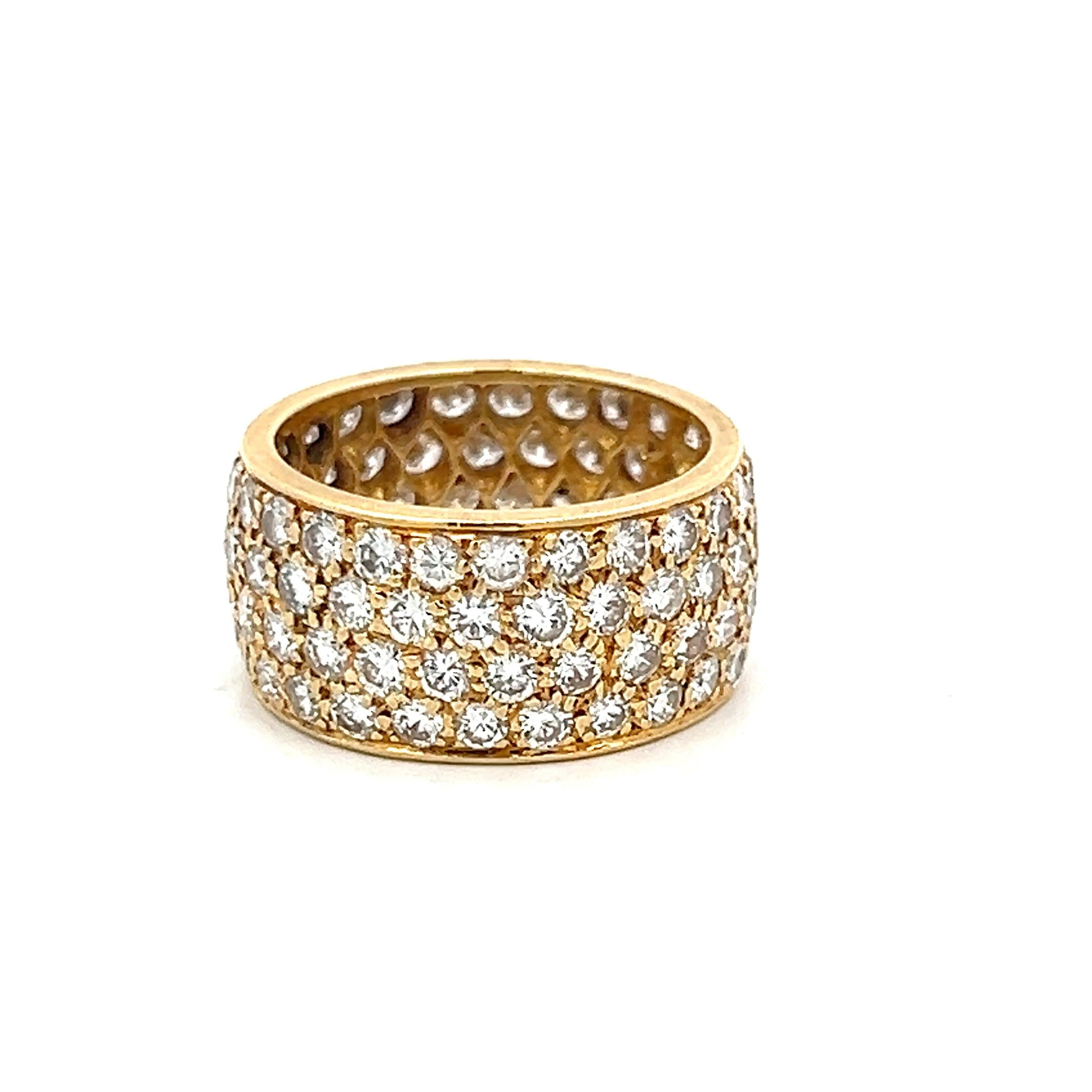 Van Cleef & Arpels 18K YG Band Ring with 3.25 Carat Round F VS Diamonds Size 5.5
