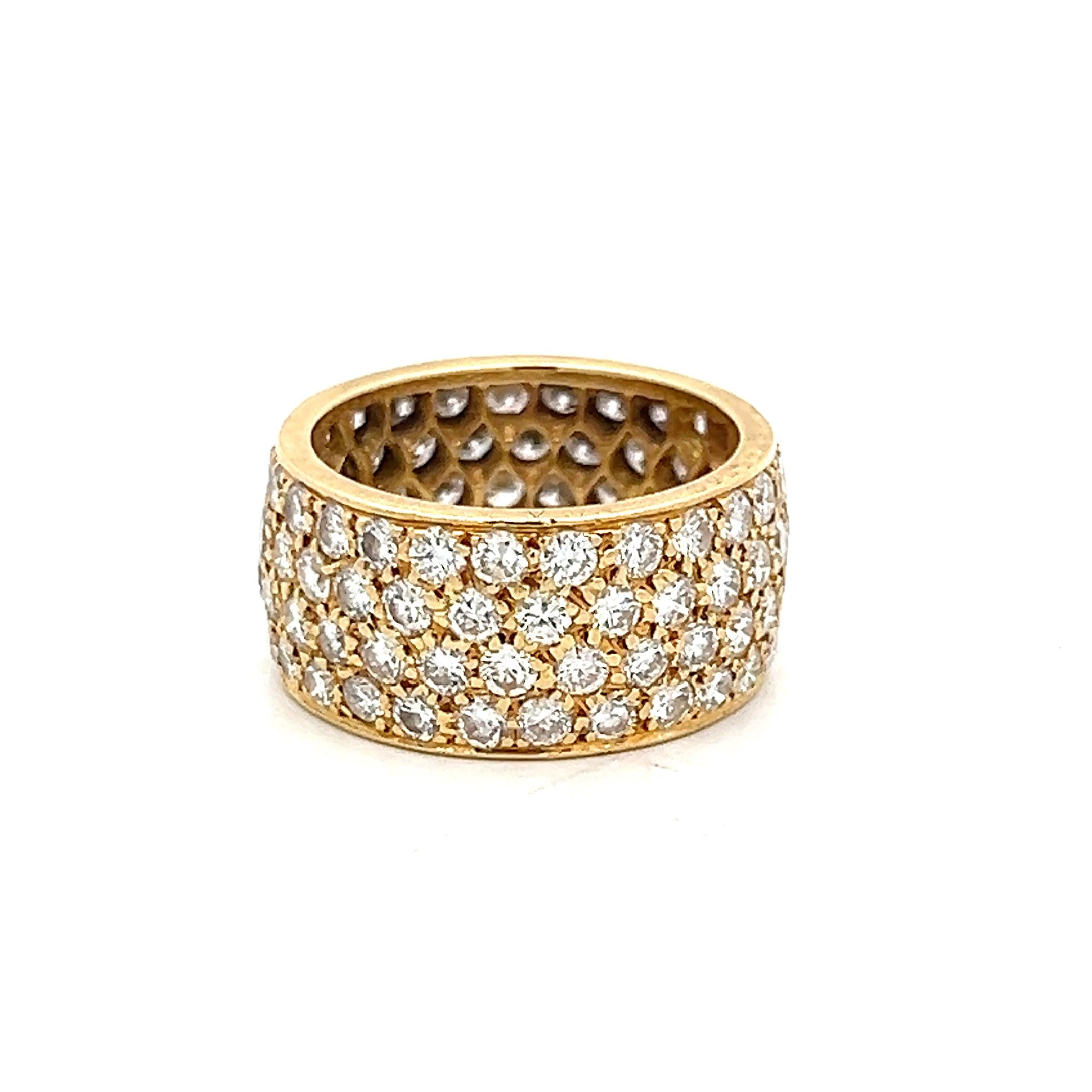 Van Cleef & Arpels 18K YG Band Ring with 3.25 Carat Round F VS Diamonds Size 5.5