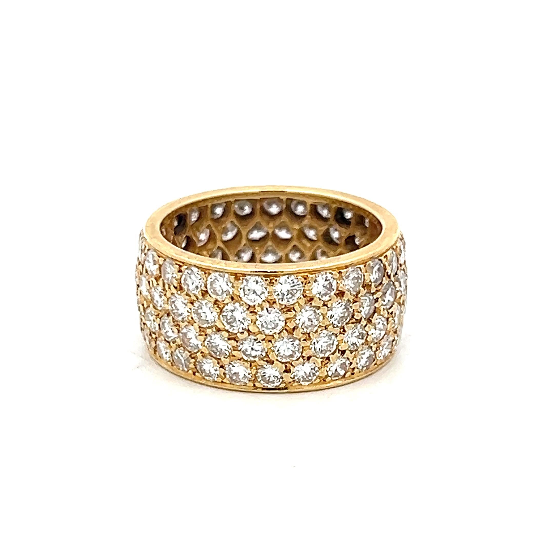 Van Cleef & Arpels 18K YG Band Ring with 3.25 Carat Round F VS Diamonds Size 5.5