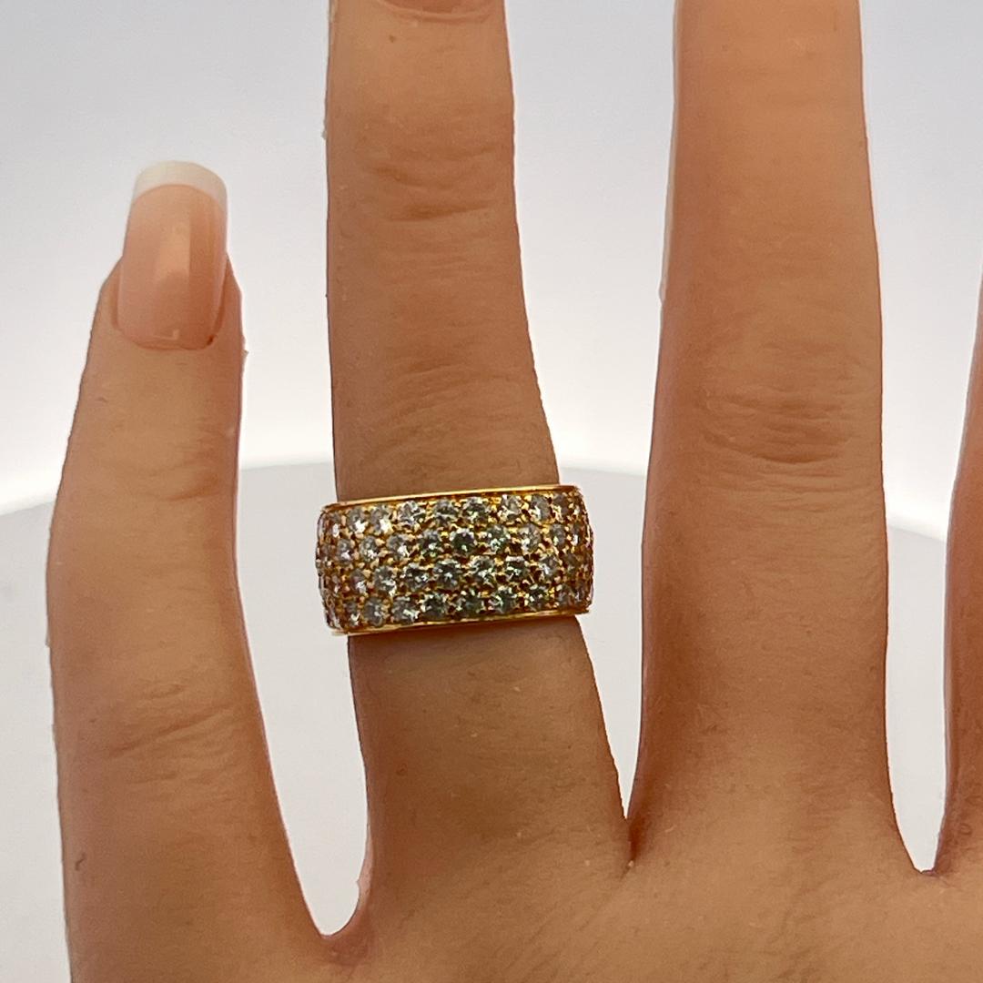 Van Cleef & Arpels 18K YG Band Ring with 3.25 Carat Round F VS Diamonds Size 5.5