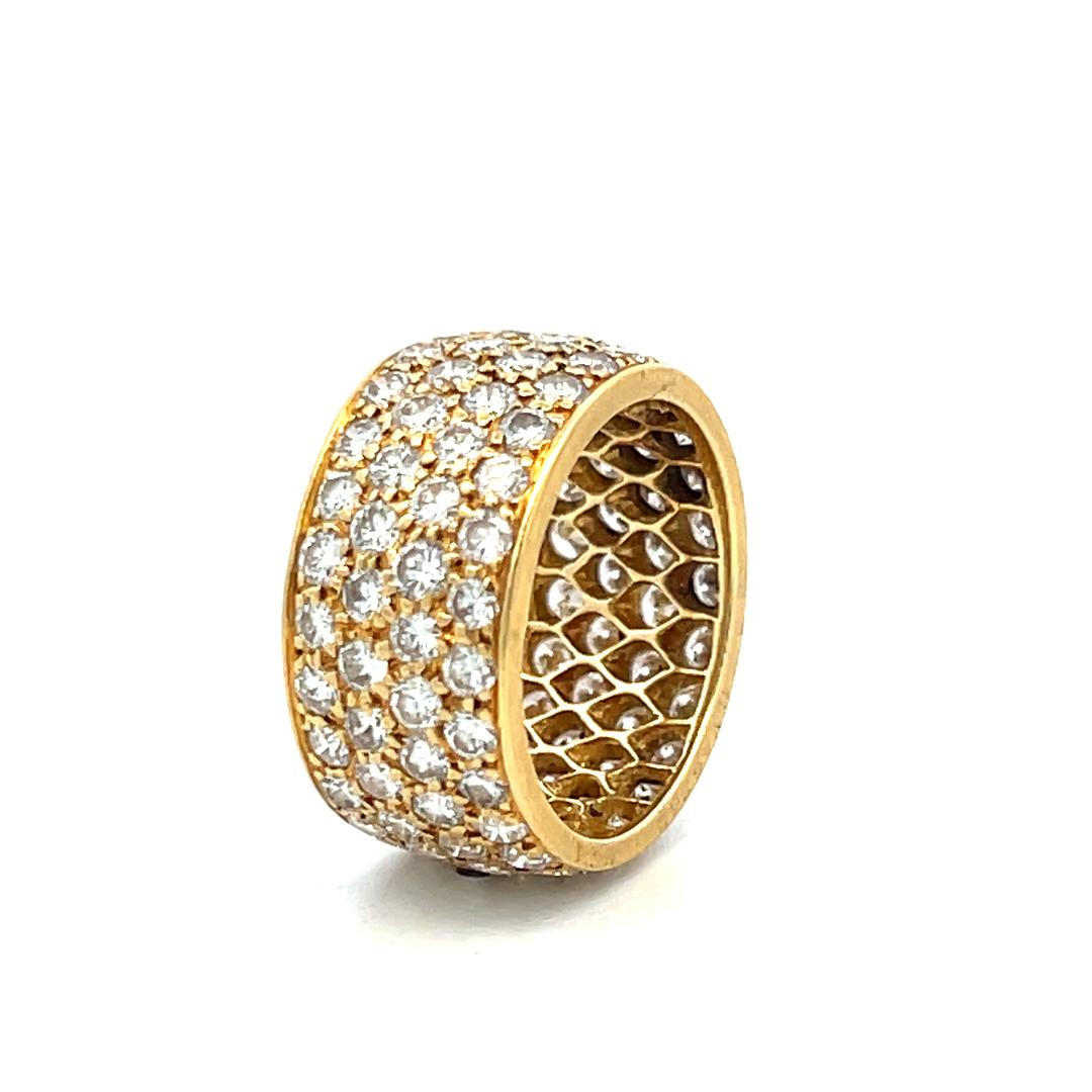 Van Cleef & Arpels 18K YG Band Ring with 3.25 Carat Round F VS Diamonds Size 5.5