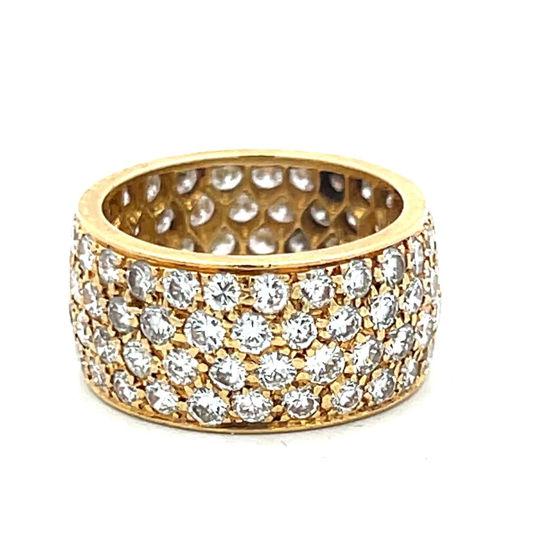 Van Cleef & Arpels 18K YG Band Ring with 3.25 Carat Round F VS Diamonds Size 5.5