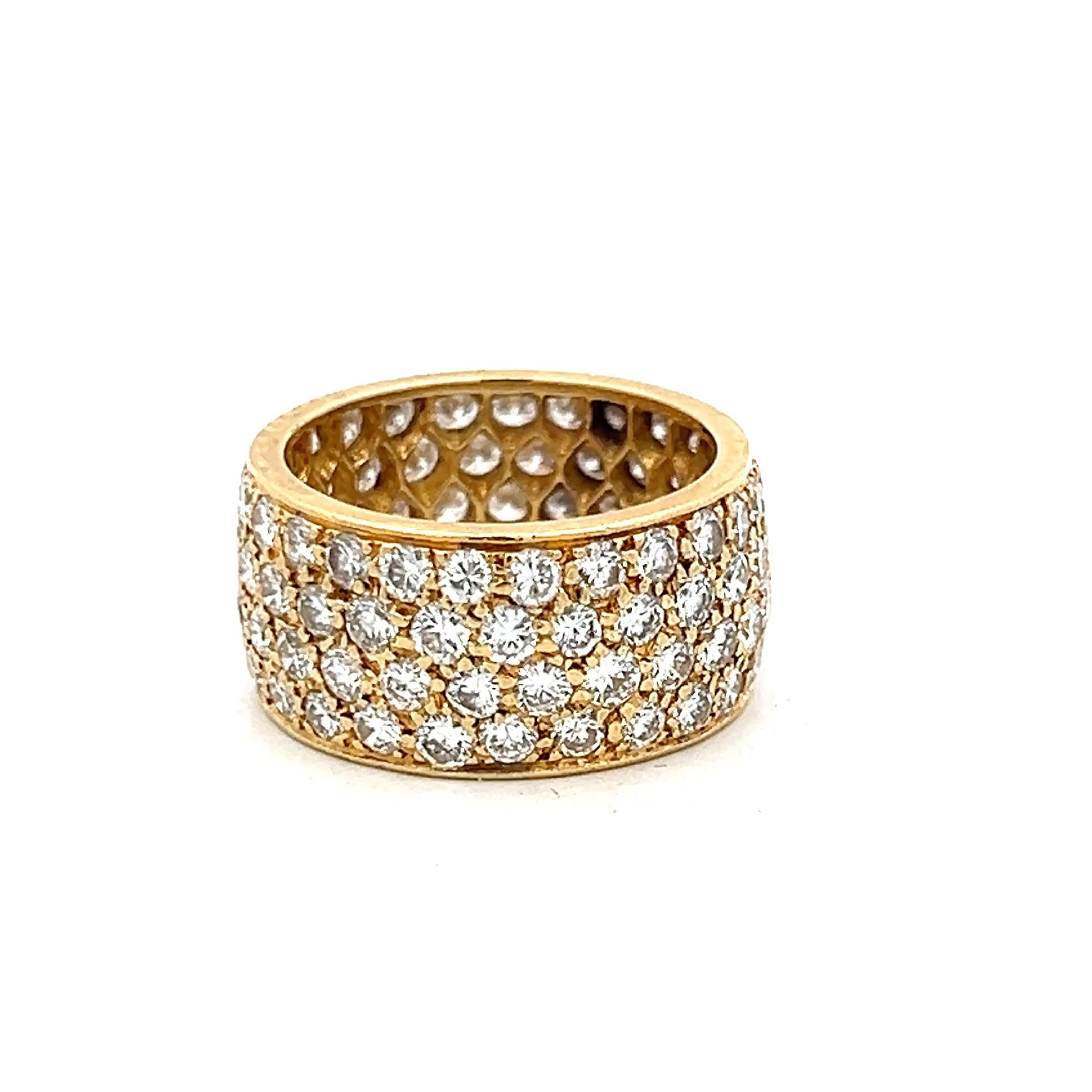 Van Cleef & Arpels 18K YG Band Ring with 3.25 Carat Round F VS Diamonds Size 5.5