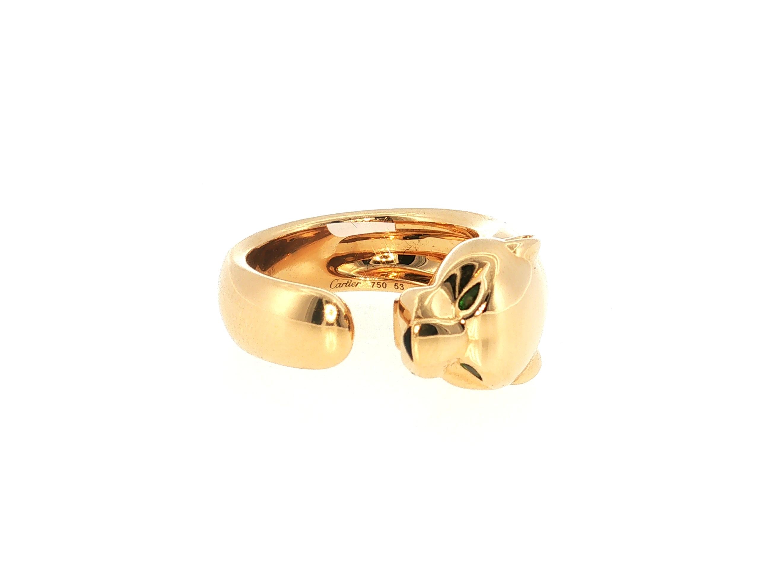 Cartier Vintage 18 Karat Yellow Gold Panthere Style Ring Size 53