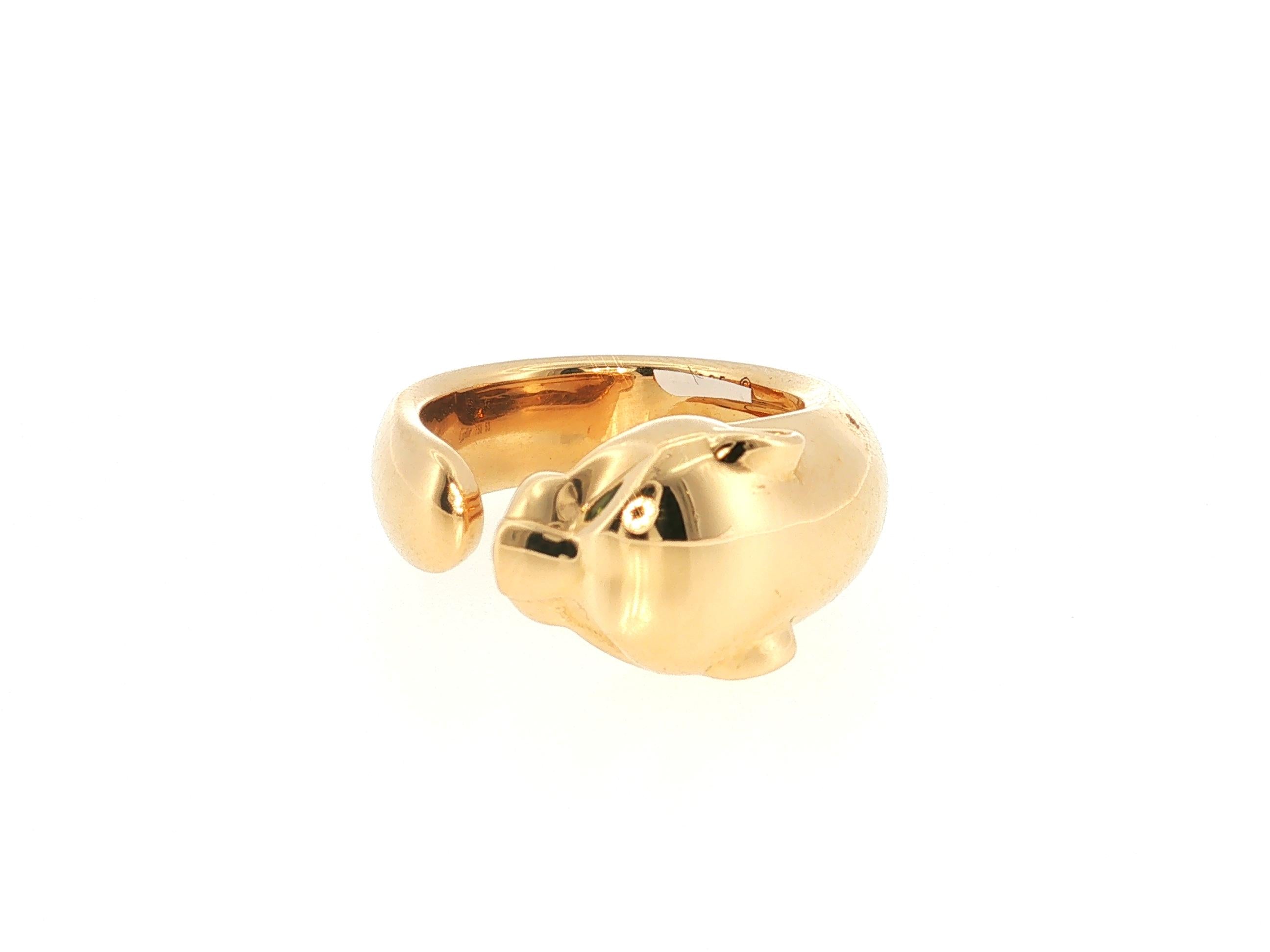 Cartier Vintage 18 Karat Yellow Gold Panthere Style Ring Size 53