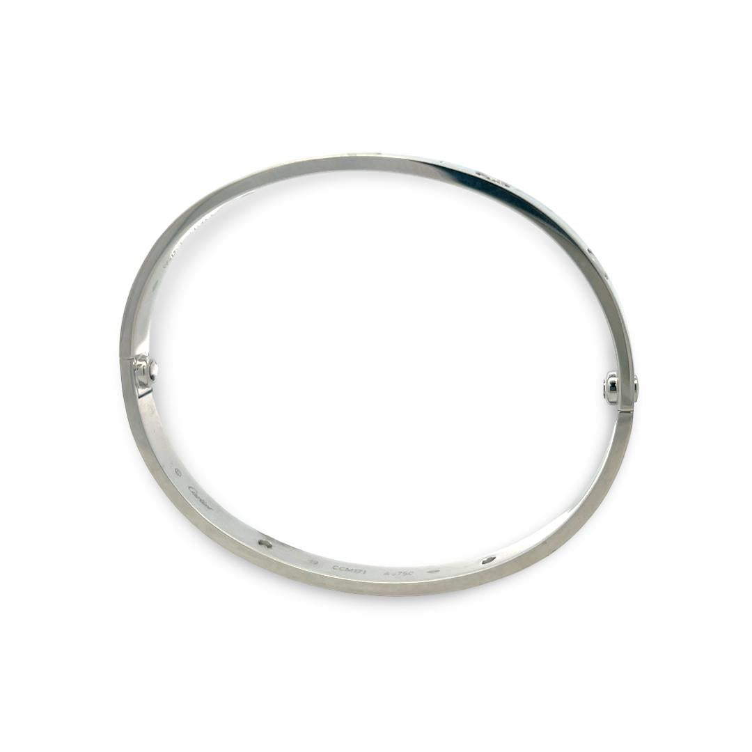 Cartier 18K White Gold Love Bracelet with 0.42 Carat Round F VS Diamonds
