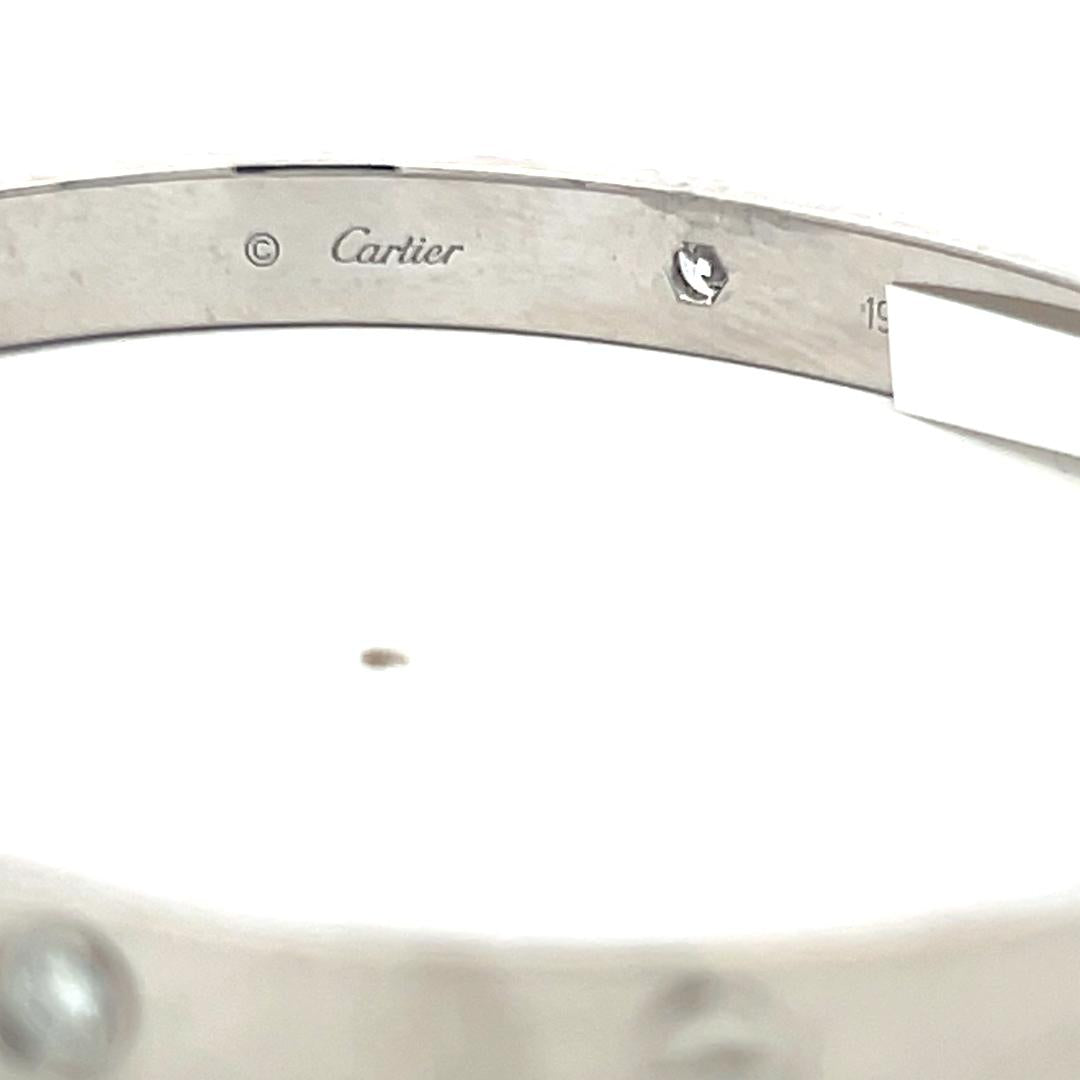 Cartier 18K White Gold Love Bracelet with 0.42 Carat Round F VS Diamonds
