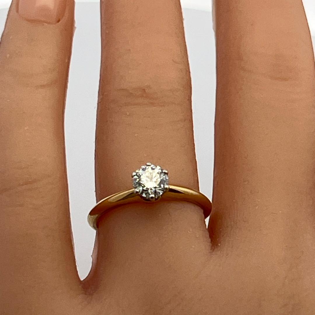 Tiffany & Co 18K YG Engagement Ring with 0.63 Carat Round Diamond G VVS1 GIA