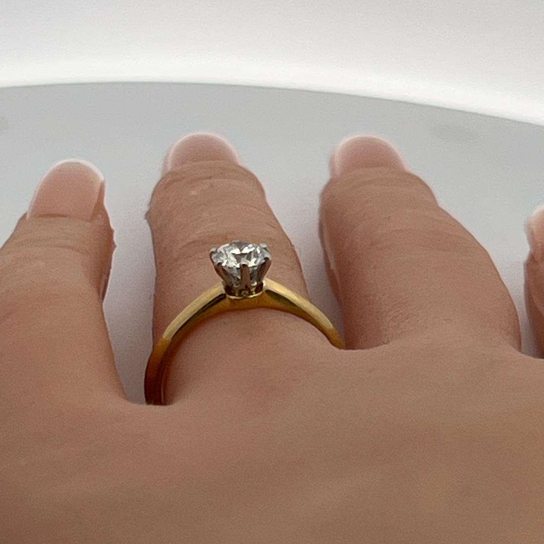 Tiffany & Co 18K YG Engagement Ring with 0.63 Carat Round Diamond G VVS1 GIA