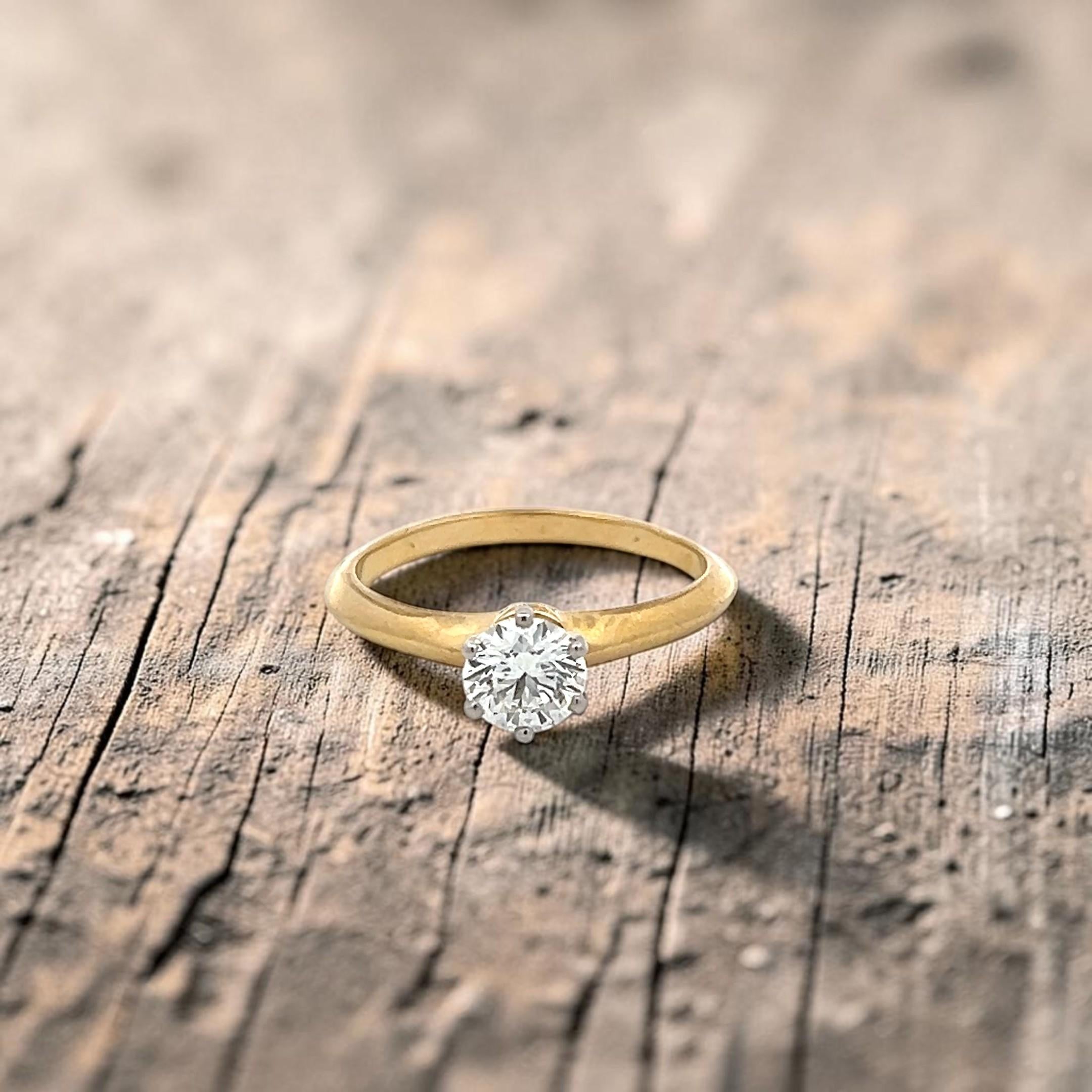 Tiffany & Co 18K YG Engagement Ring with 0.63 Carat Round Diamond G VVS1 GIA