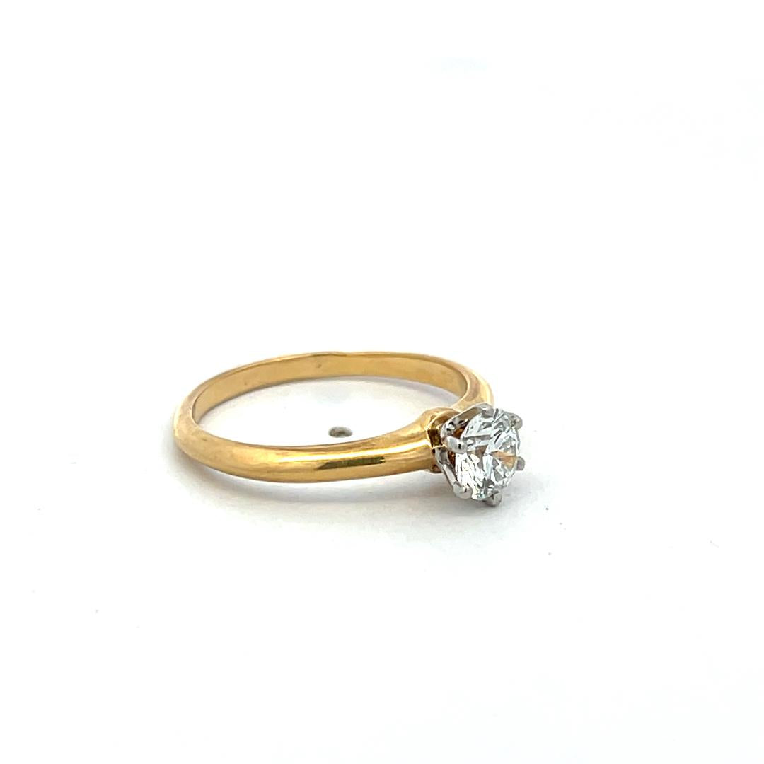 Tiffany & Co 18K YG Engagement Ring with 0.63 Carat Round Diamond G VVS1 GIA