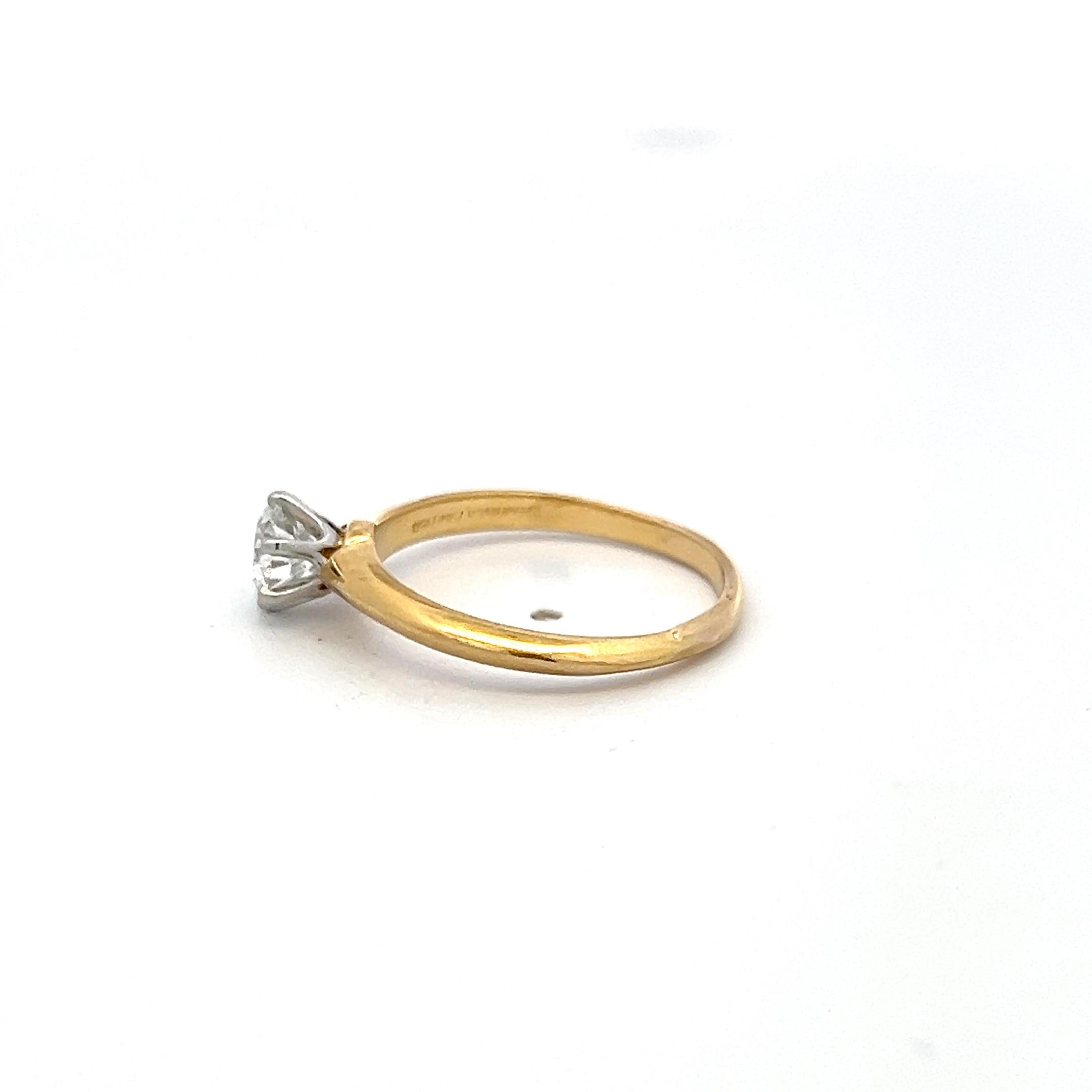 Tiffany & Co 18K YG Engagement Ring with 0.63 Carat Round Diamond G VVS1 GIA