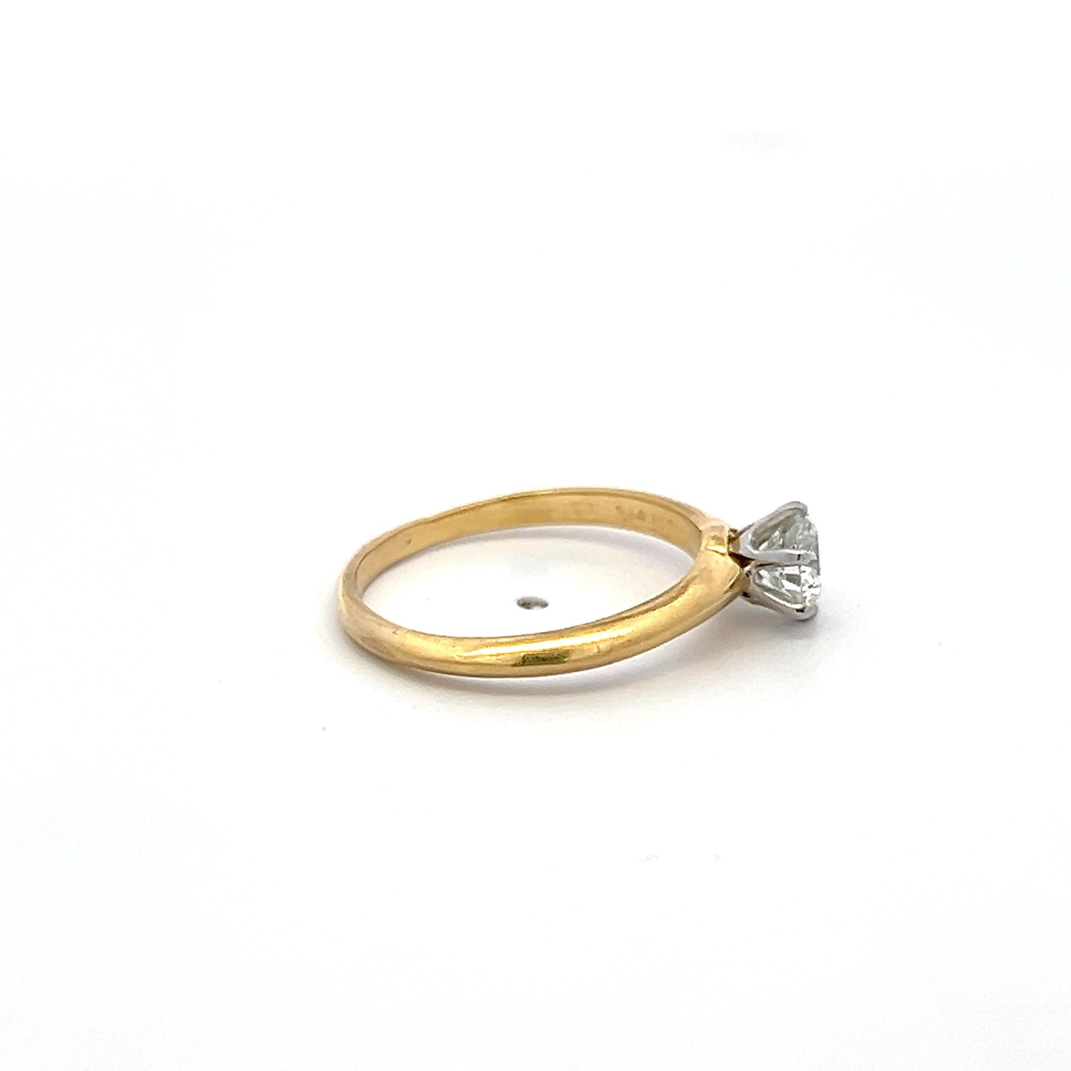 Tiffany & Co 18K YG Engagement Ring with 0.63 Carat Round Diamond G VVS1 GIA
