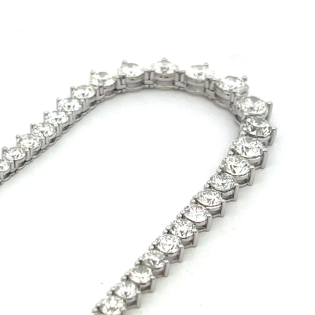 Vintage 18K White Gold Riviera Necklace with 33.58 Carat Round Diamonds 17 In
