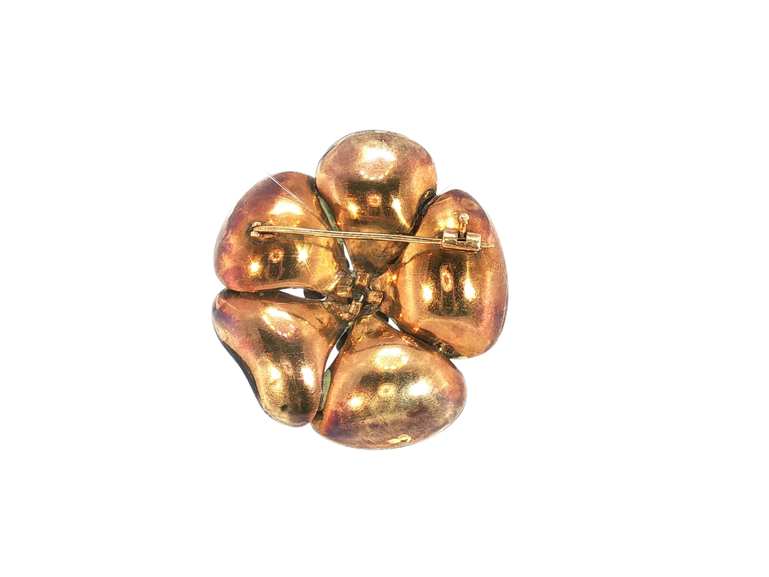 Vintage 18K Two Tone Gold Pin Brooch with 1.6 Carat Old European H SI Diamonds