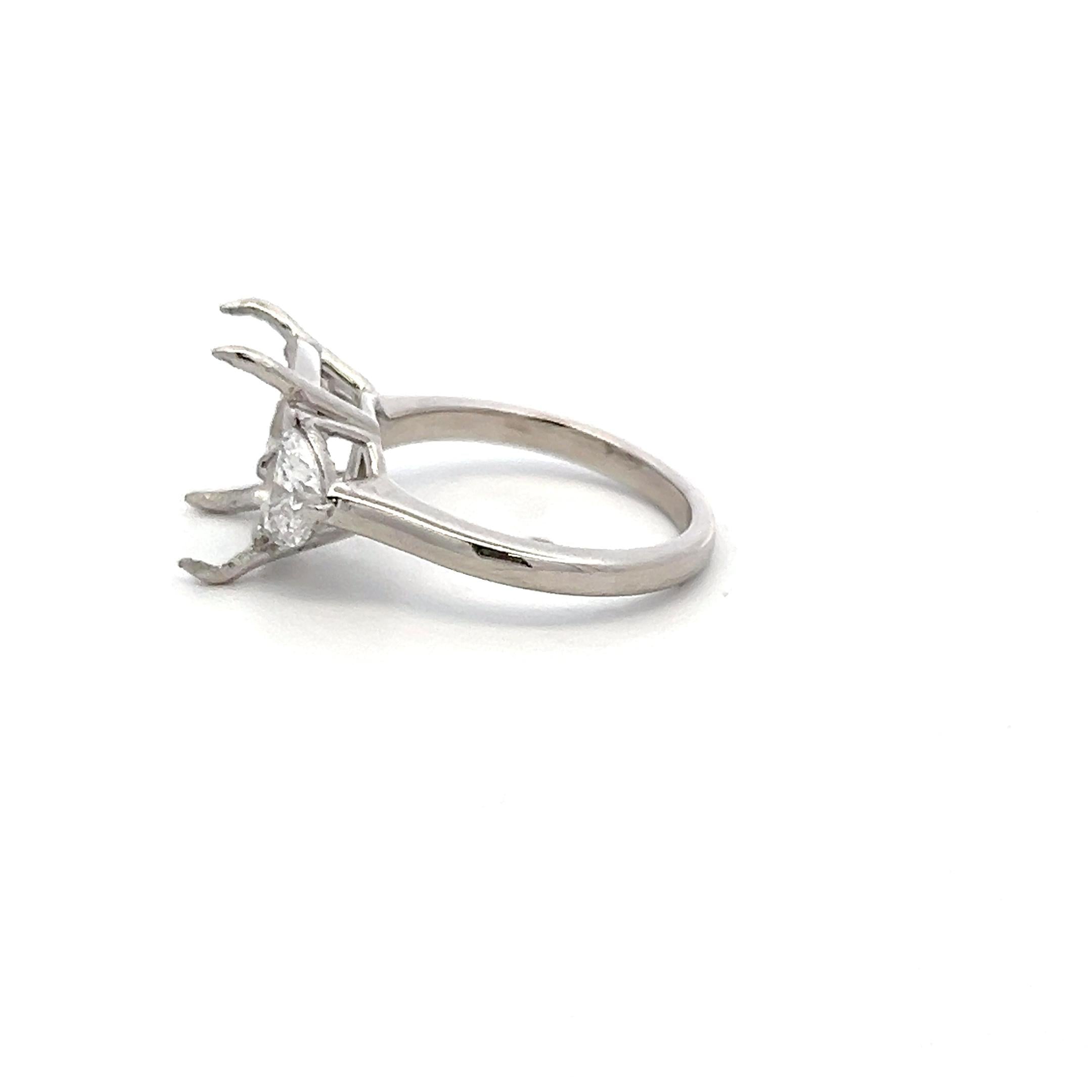 Platinum Semi Mount Ring 0.99ct Half Moon Diamonds Fits 10.8x8.3mm E SI1/VS1 GIA