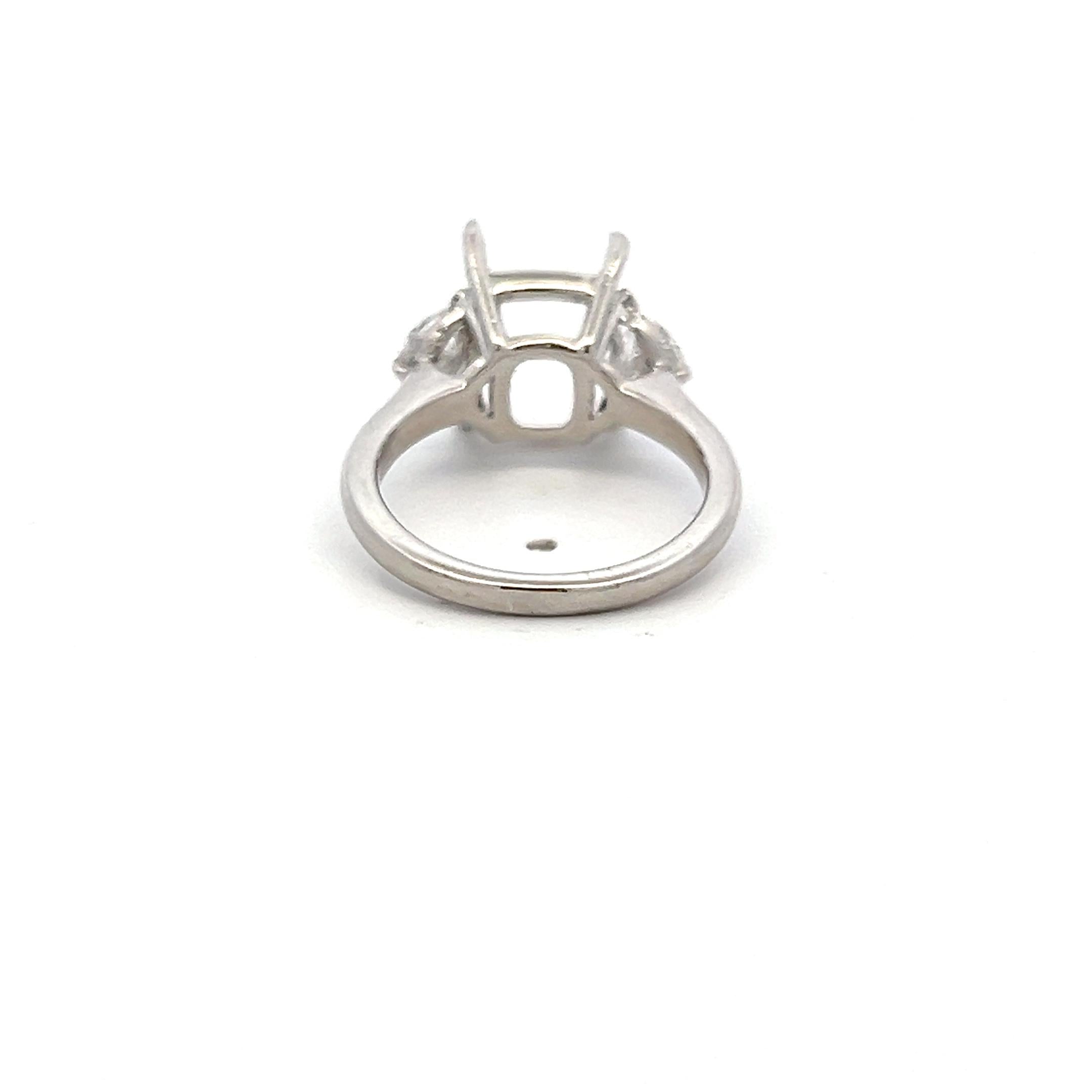Platinum Semi Mount Ring 0.99ct Half Moon Diamonds Fits 10.8x8.3mm E SI1/VS1 GIA