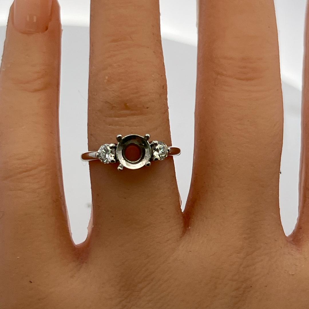 Estate Platinum Semi Mount Ring with 0.36 Carat Round Diamonds Fits 7.8mm 1.50ct
