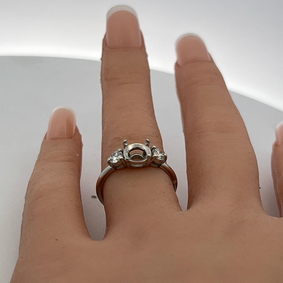 Estate Platinum Semi Mount Ring with 0.36 Carat Round Diamonds Fits 7.8mm 1.50ct