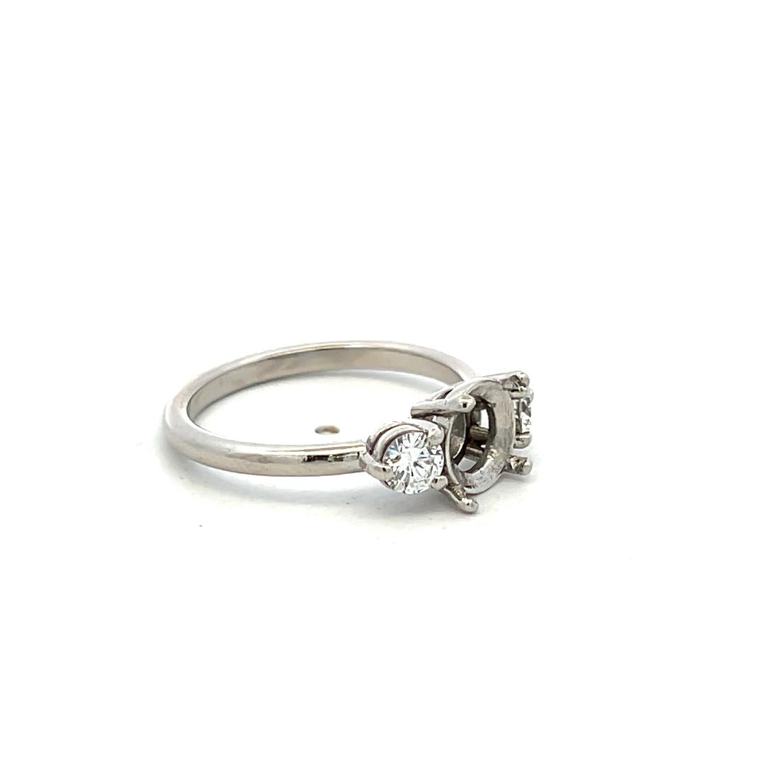 Estate Platinum Semi Mount Ring with 0.36 Carat Round Diamonds Fits 7.8mm 1.50ct