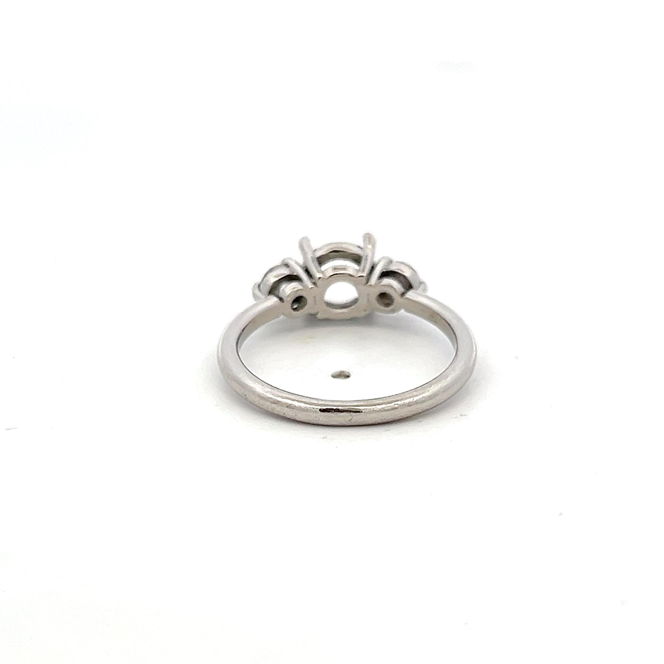 Estate Platinum Semi Mount Ring with 0.36 Carat Round Diamonds Fits 7.8mm 1.50ct