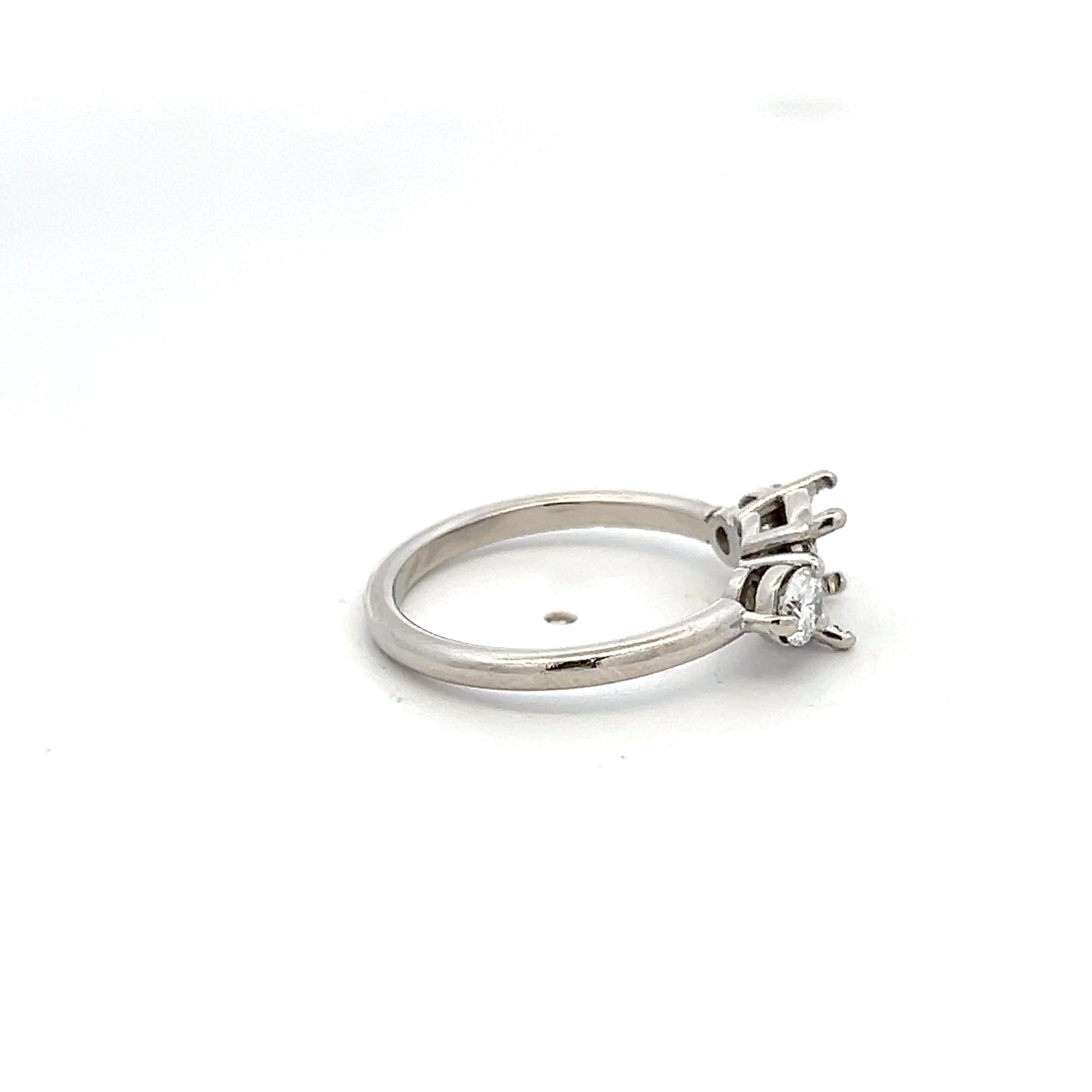 Estate Platinum Semi Mount Ring with 0.36 Carat Round Diamonds Fits 7.8mm 1.50ct
