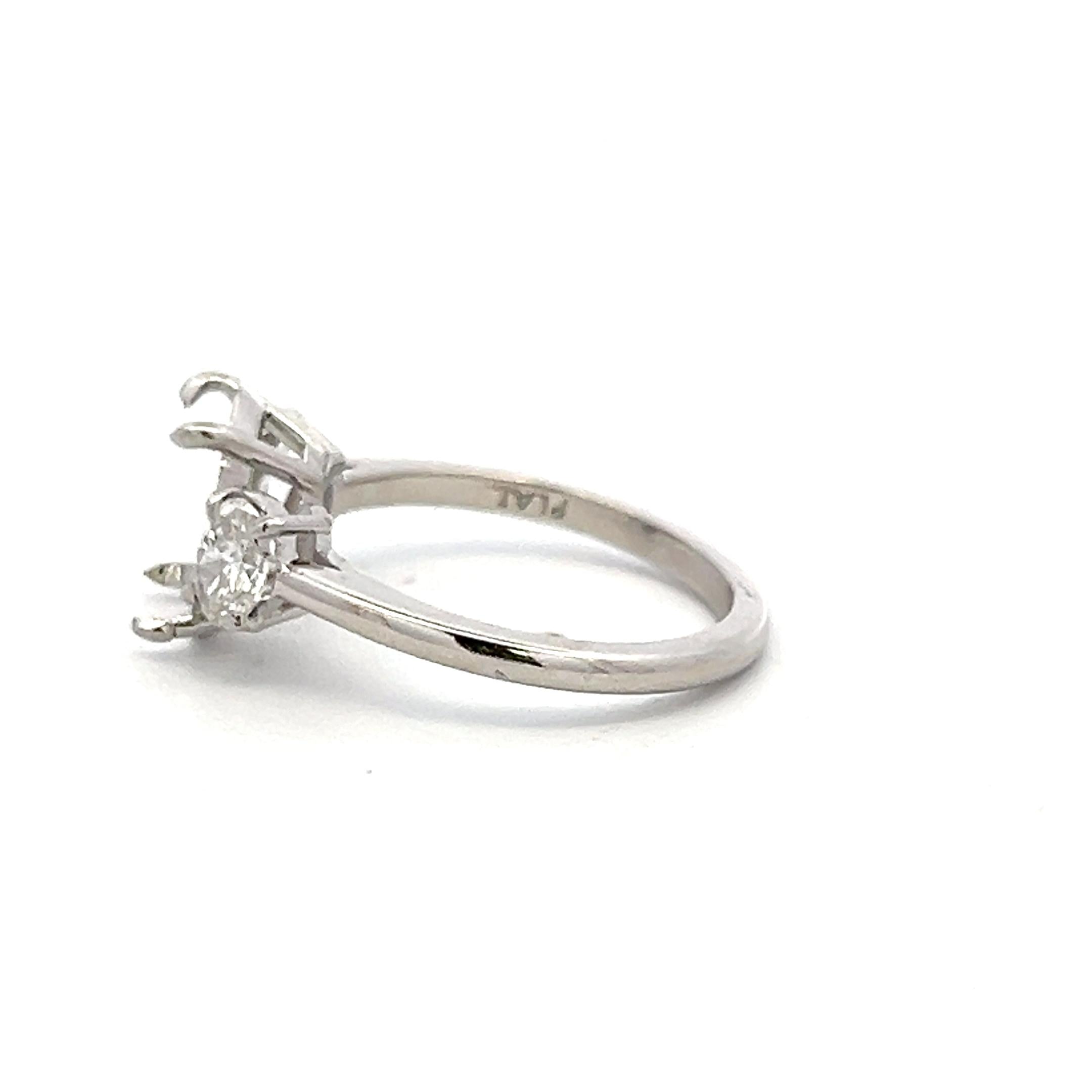 Platinum Semi Mount Ring with 0.6 Carat Oval Diamonds Fits 6.3x8.5 MM 1.5 ct+