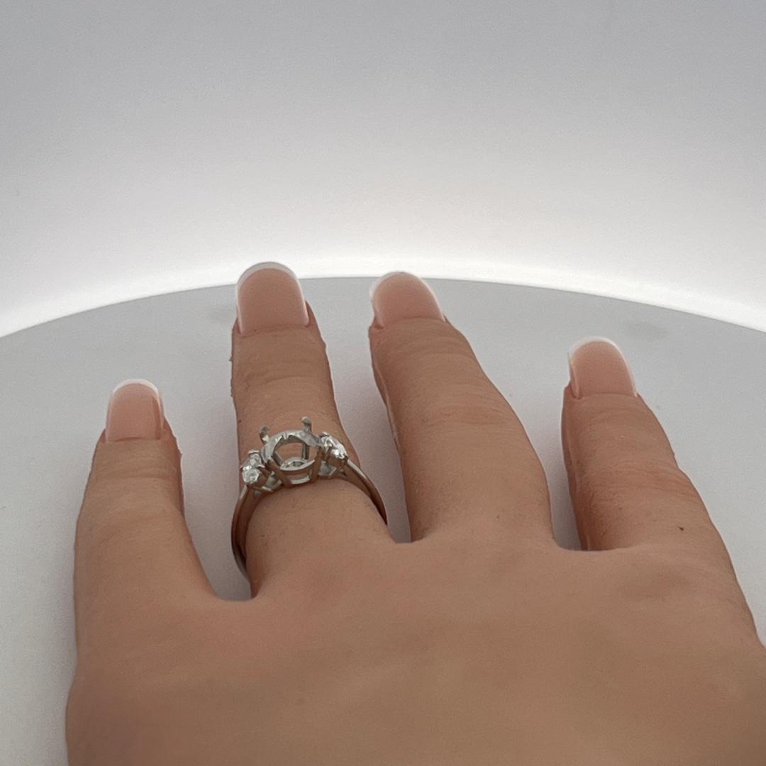 Platinum Semi Mount Ring with 0.6 Carat Oval Diamonds Fits 6.3x8.5 MM 1.5 ct+