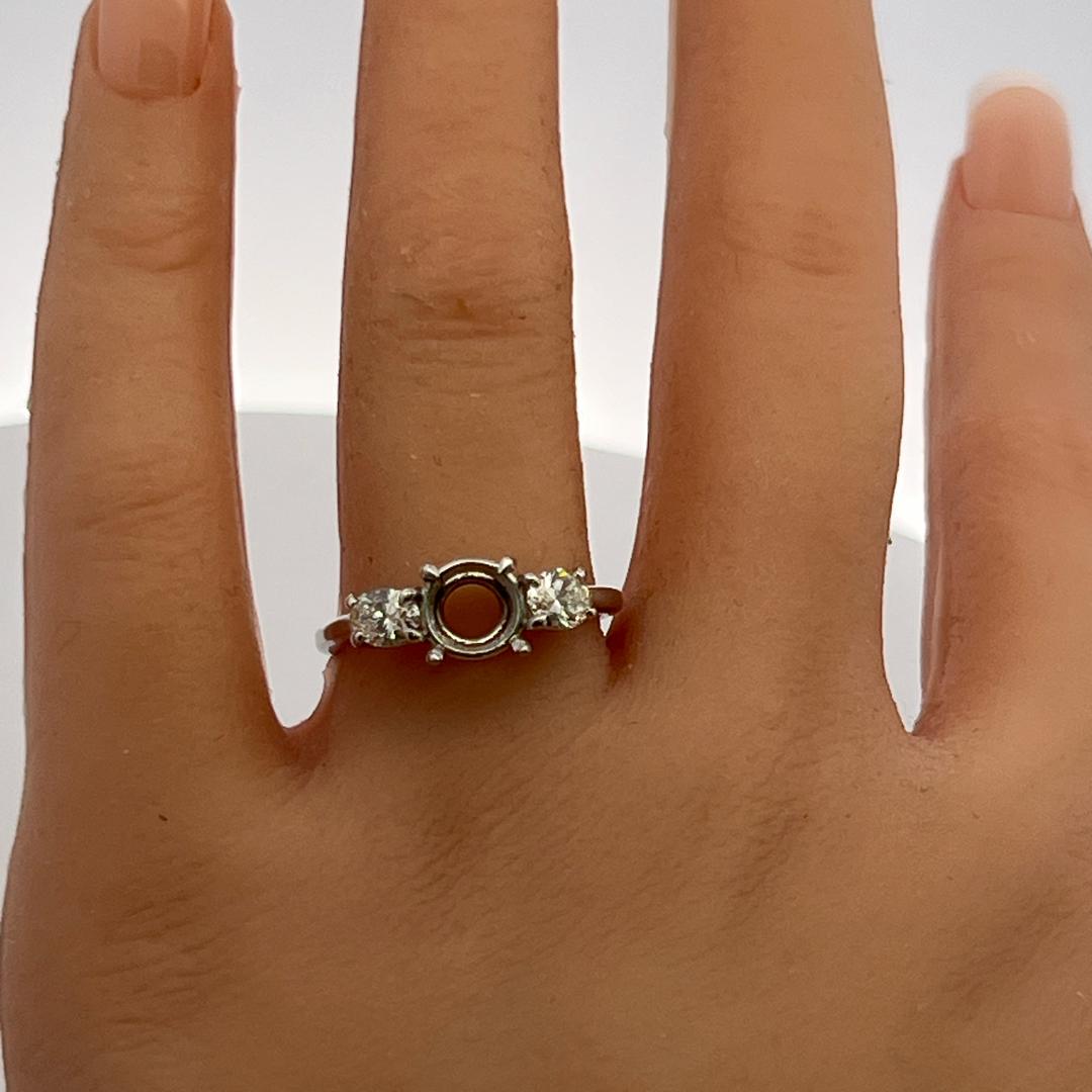 Platinum Semi Mount Ring with 0.72 Carat Oval Diamonds Fits 6.6-7.2 MM 1.00 ct++