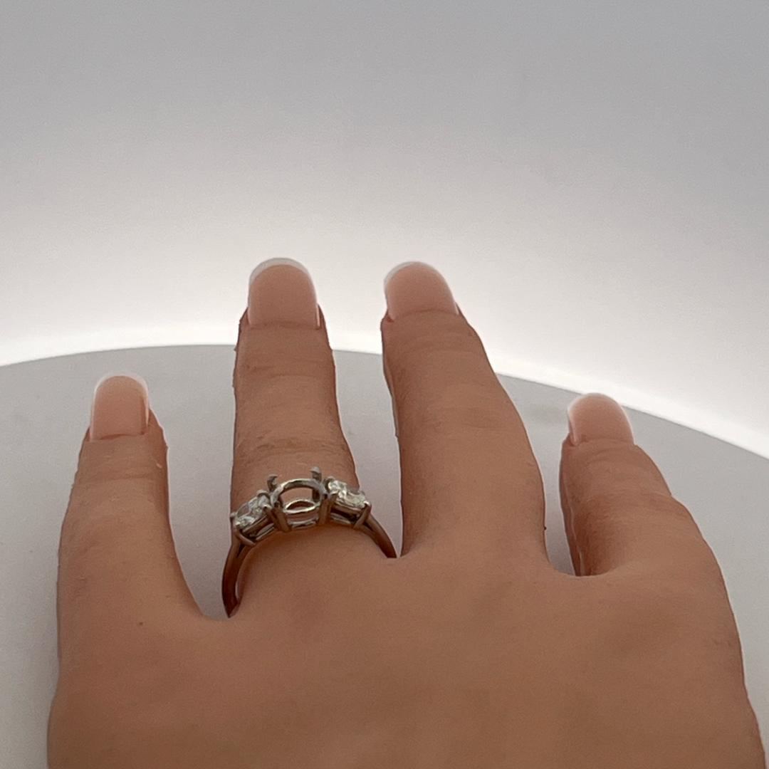Platinum Semi Mount Ring with 0.72 Carat Oval Diamonds Fits 6.6-7.2 MM 1.00 ct++