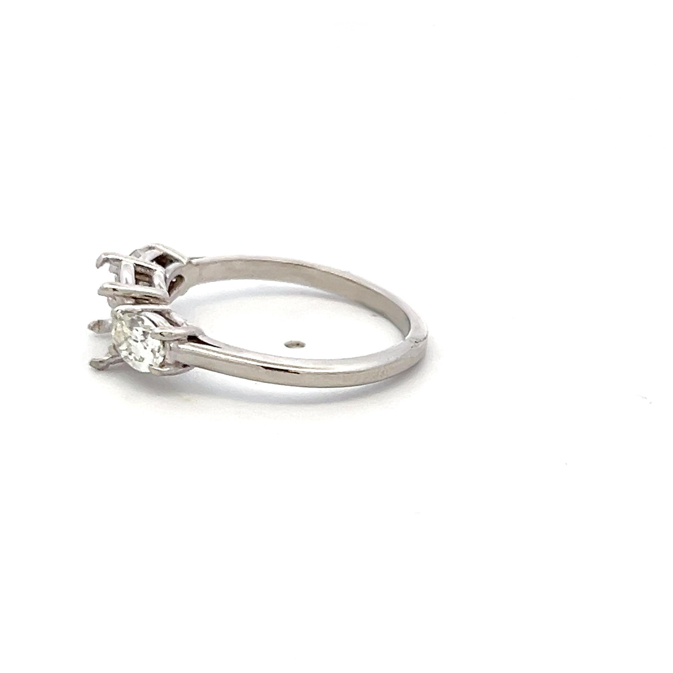 Platinum Semi Mount Ring with 0.72 Carat Oval Diamonds Fits 6.6-7.2 MM 1.00 ct++