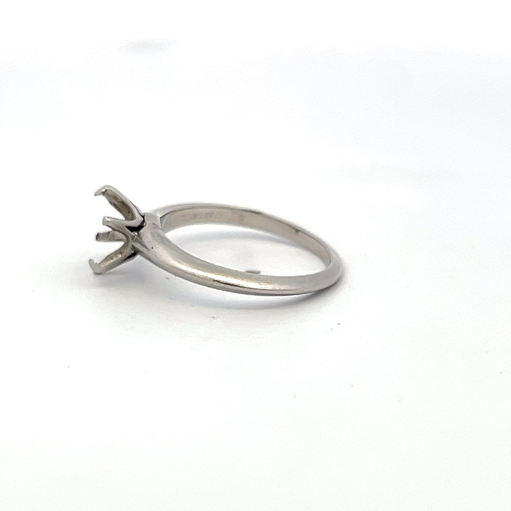 Tiffany & Co Vintage Platinum Semi Mount Ring Size 6.25 Fits 2 Ct+