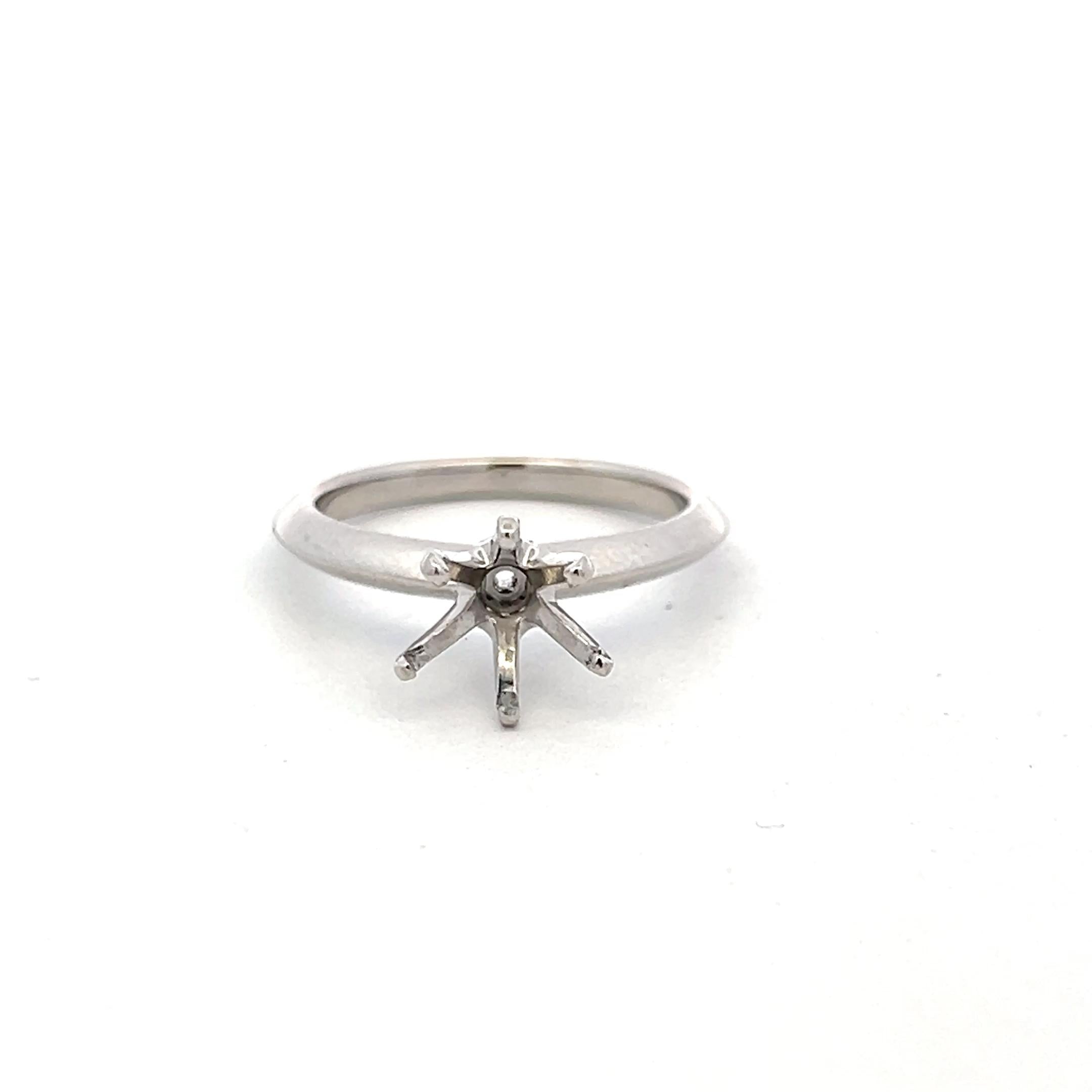 Tiffany & Co Vintage Platinum Semi Mount Ring Fits 6mm Stone Size 6