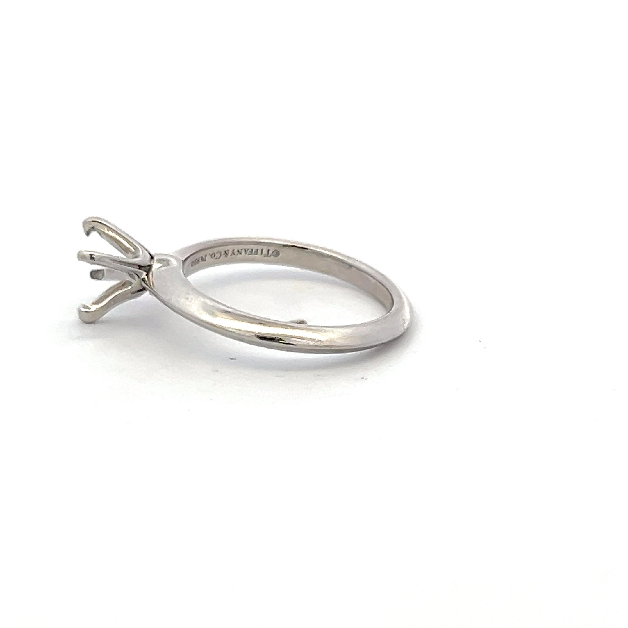Tiffany & Co Vintage Platinum Semi Mount Ring Fits 6mm Stone Size 6