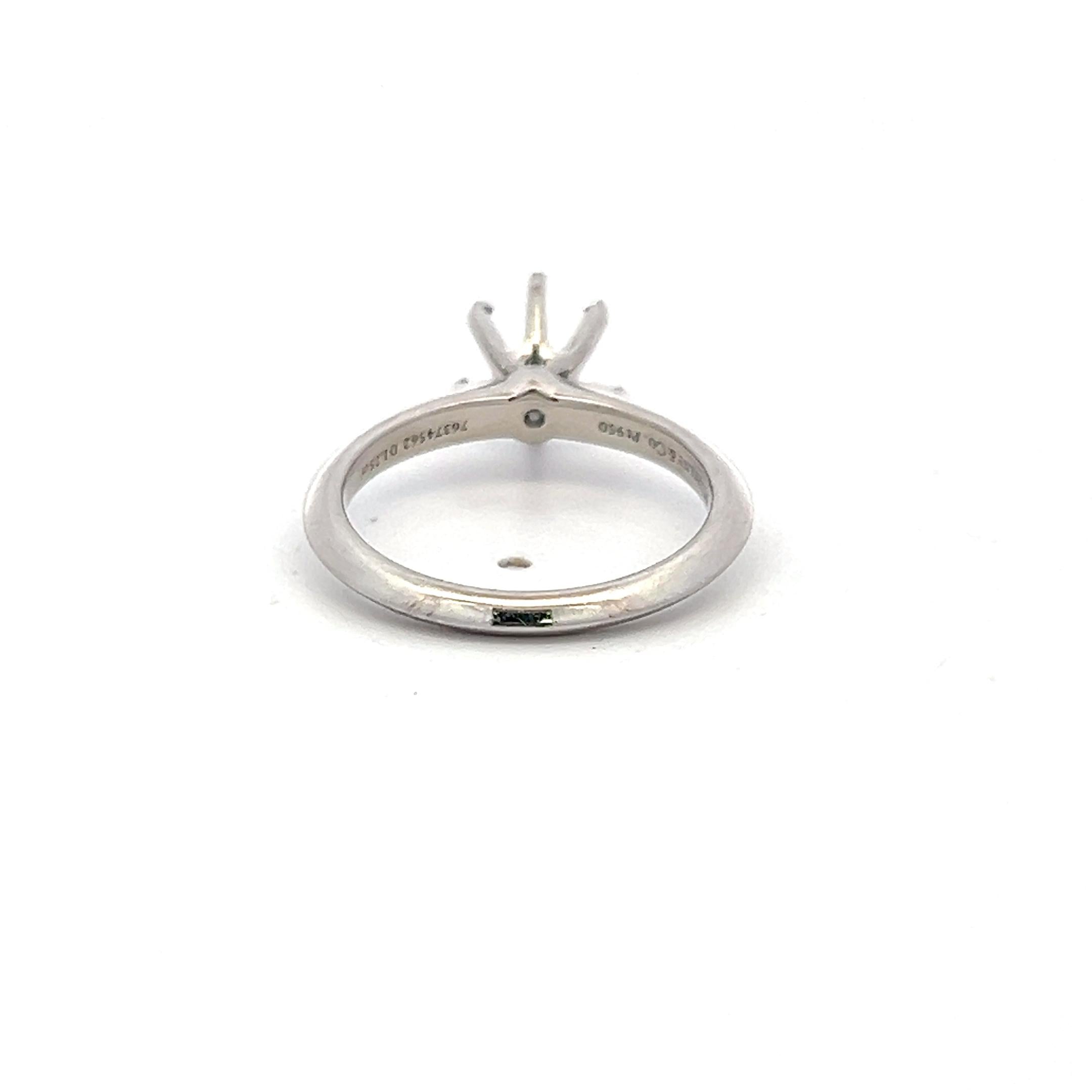 Tiffany & Co Vintage Platinum Semi Mount Ring Fits 6mm Stone Size 6