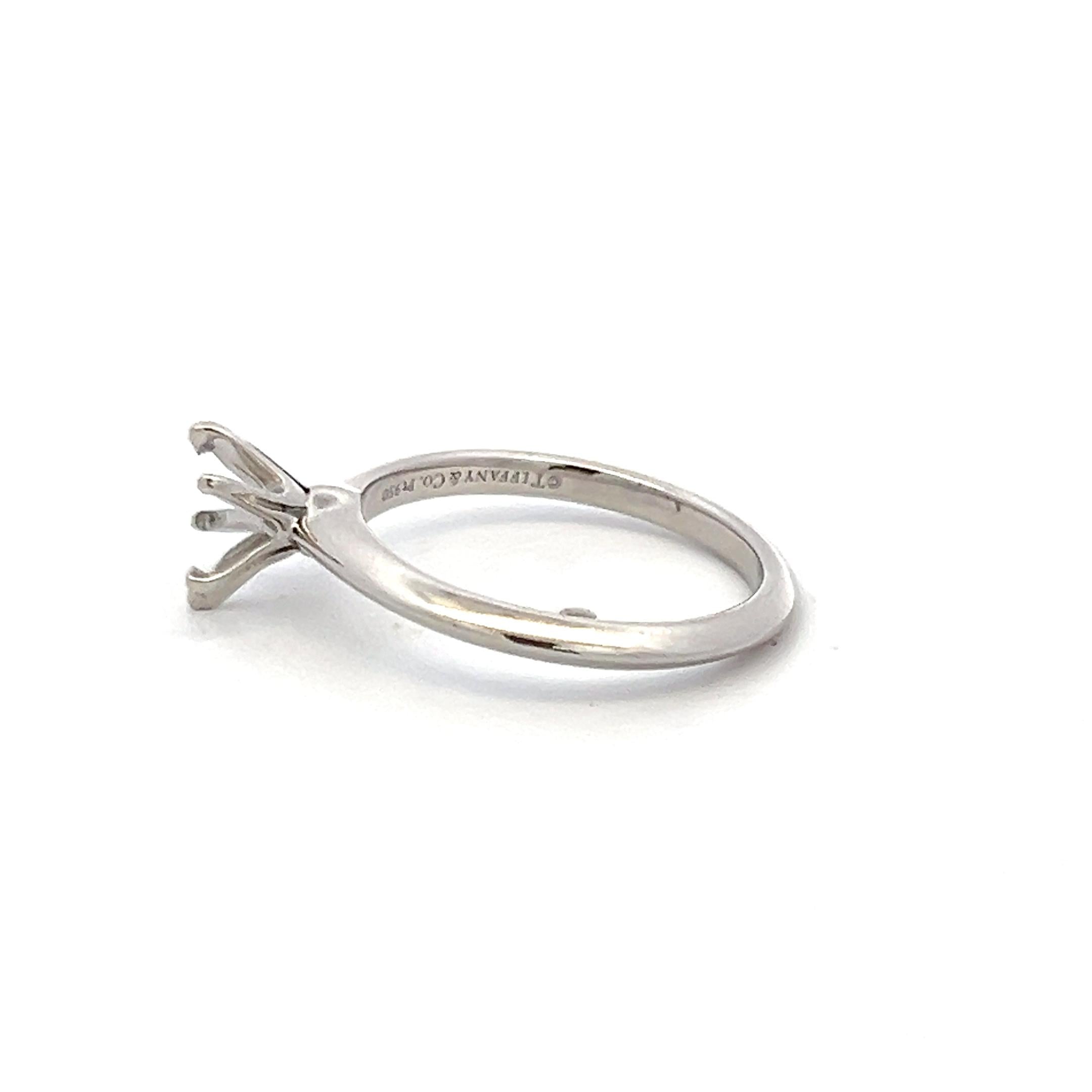 Tiffany & Co Platinum Semi Mount Ring Fits 6mm Stone Size 6