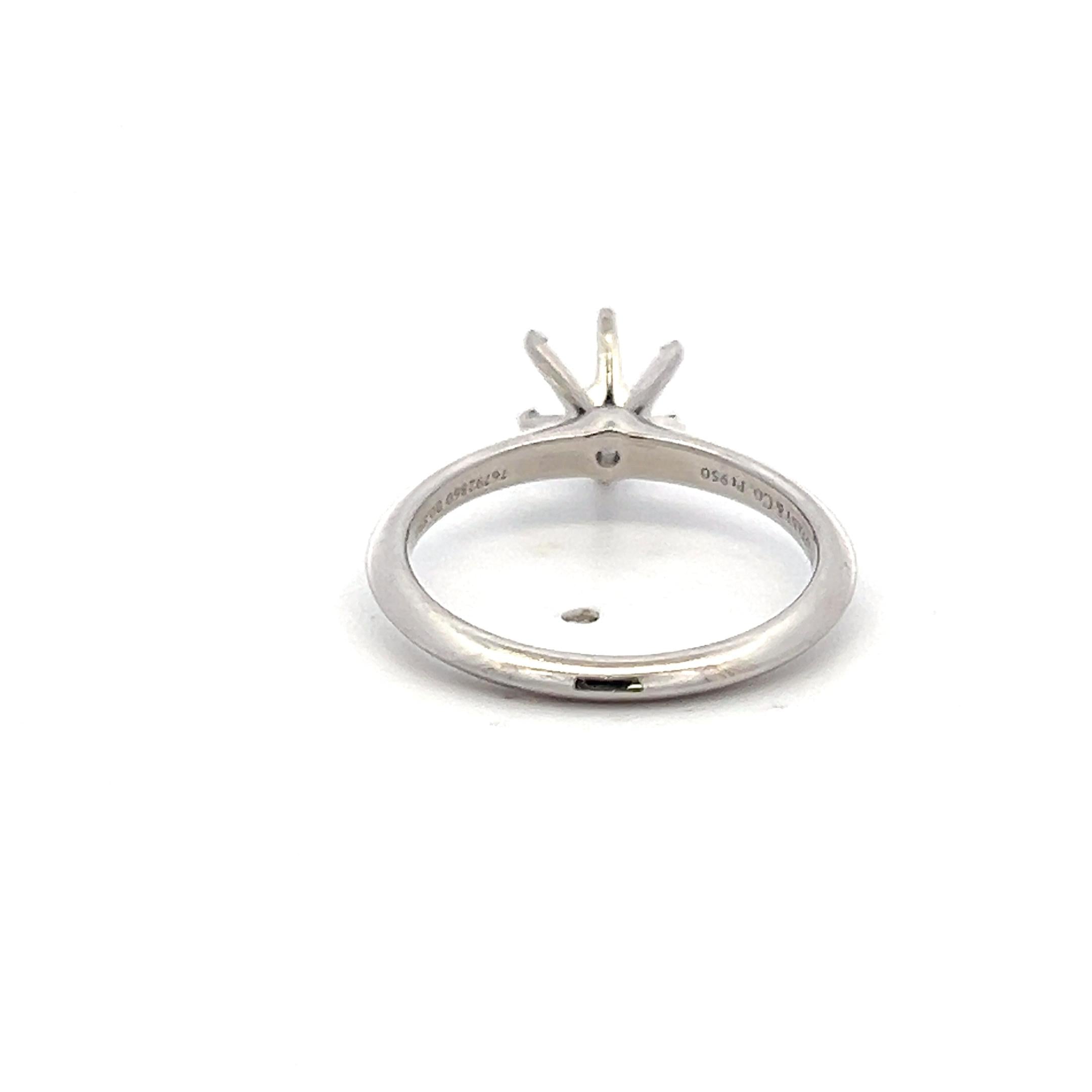 Tiffany & Co Platinum Semi Mount Ring Fits 6mm Stone Size 6