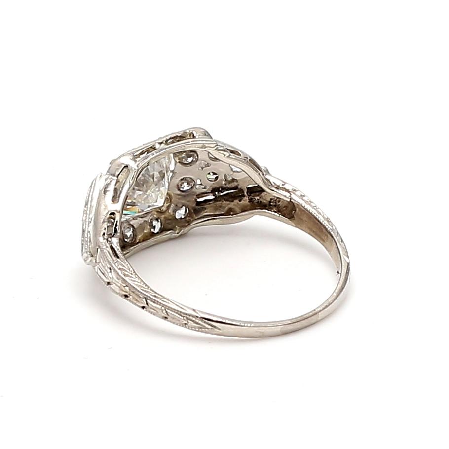 1.86 Carat Circular Brilliant Cut G-I2 Diamond Platinum Art Deco Ring