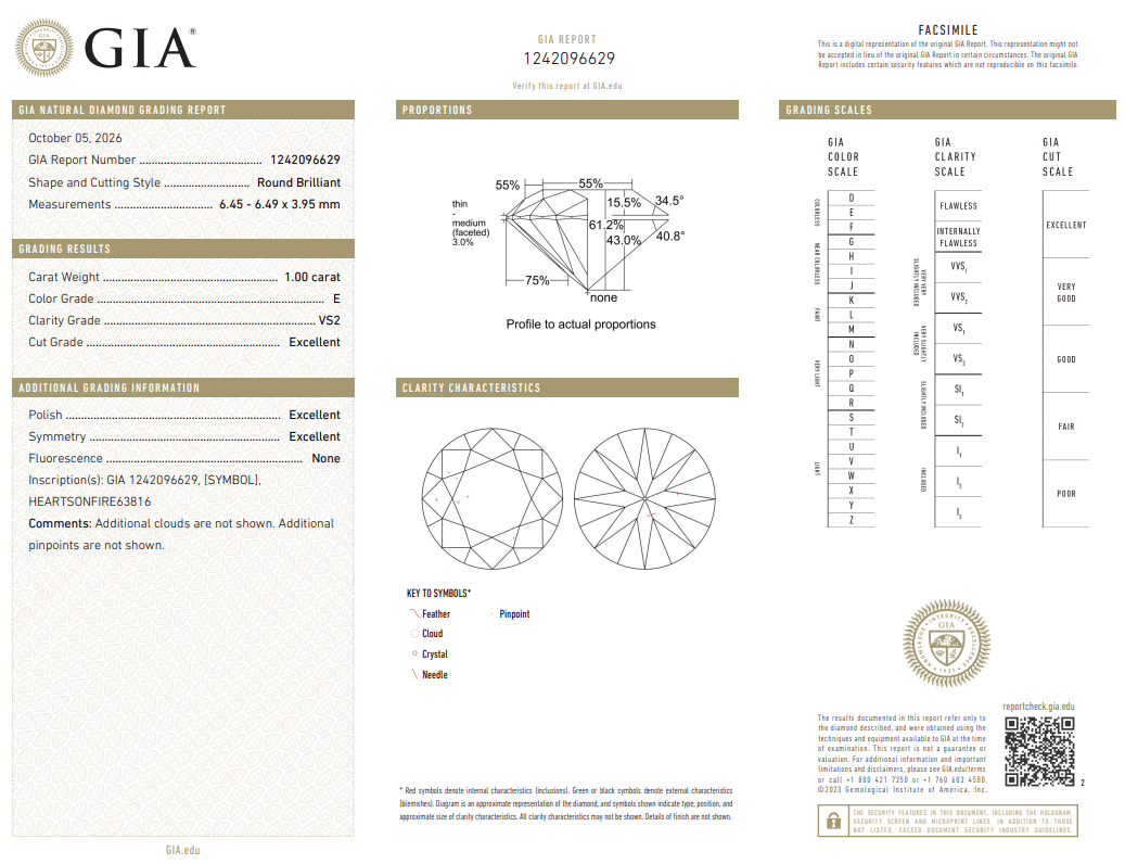 Natural 1 Carat Round Brilliant Diamond E-VS2 with GIA Certificate