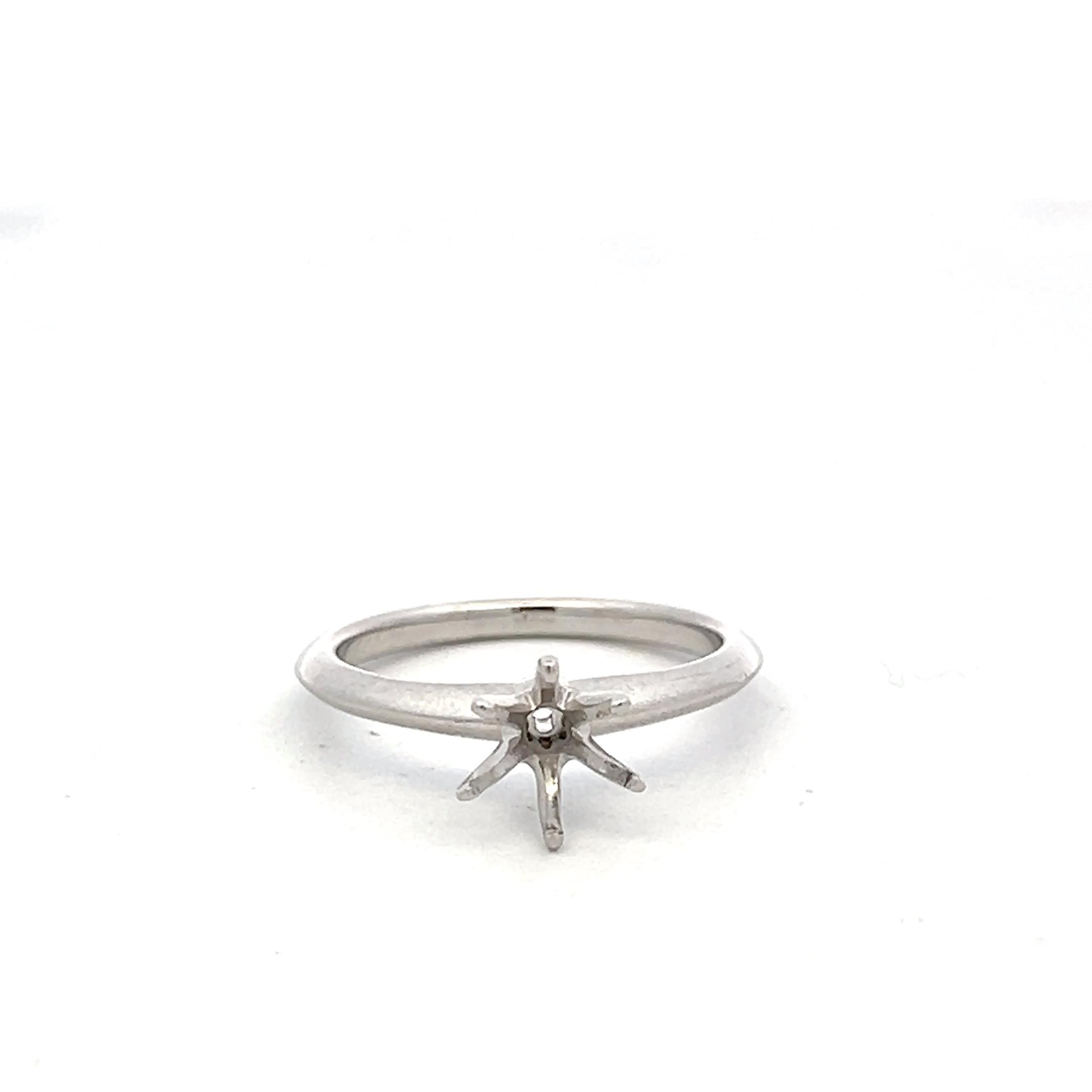 Tiffany & Co Vintage Platinum Semi Mount Ring Size 6 Fits 0.76 Carat Stone